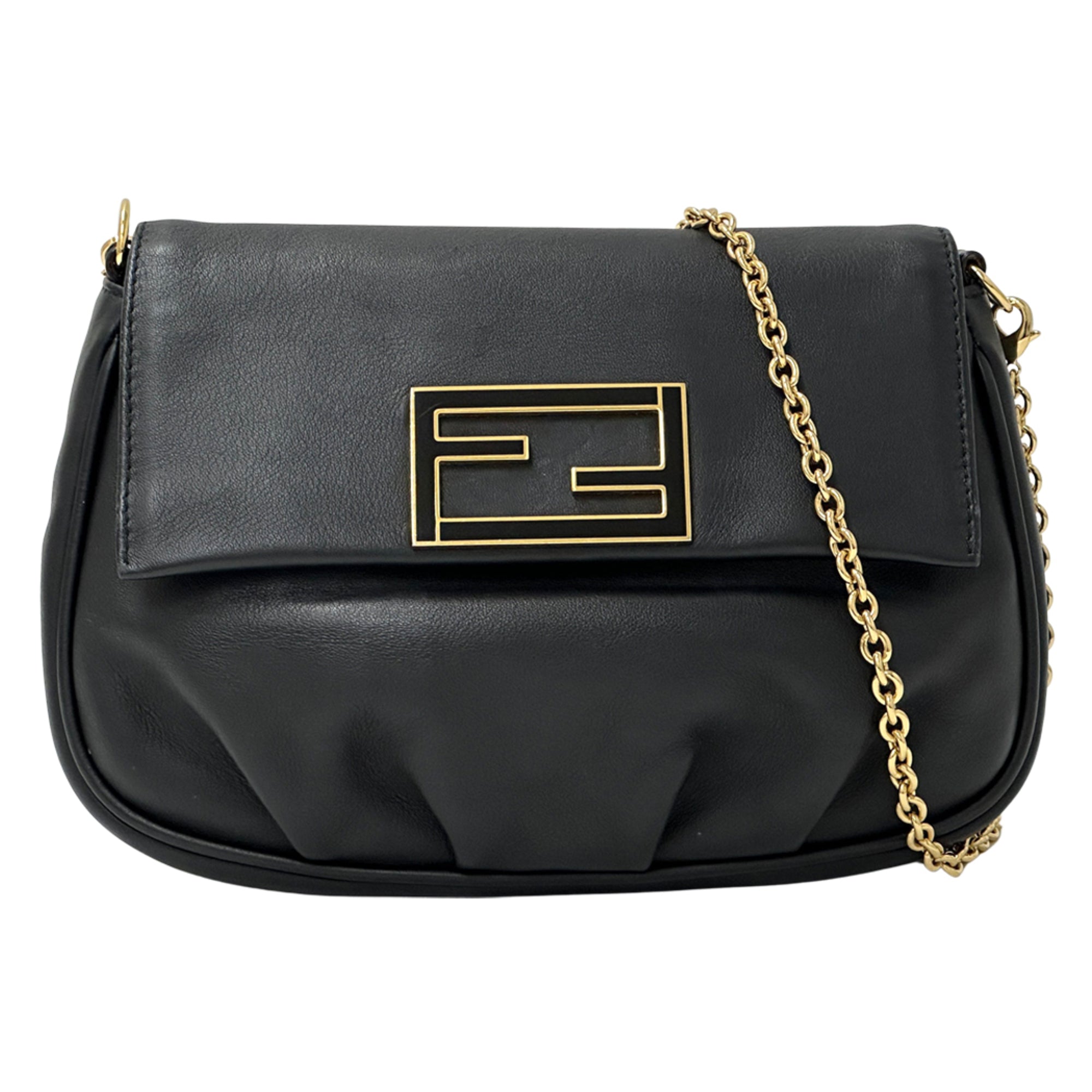 Fendi Black Leather Handbag Shoulder Bag (Pre-Owned)