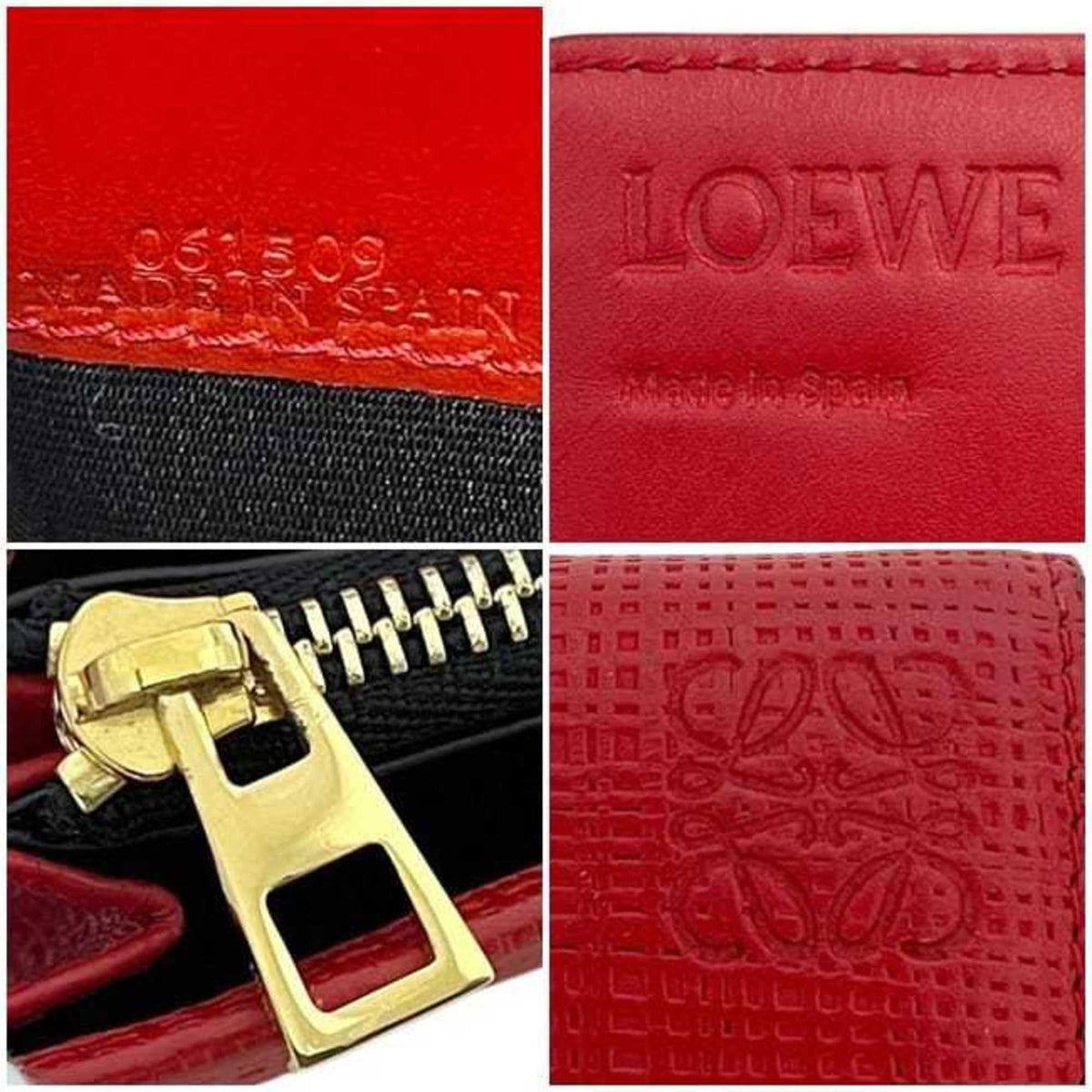 Loewe Red Color Leather Long Wallet (Bi-Fold) (Pre-Owned)