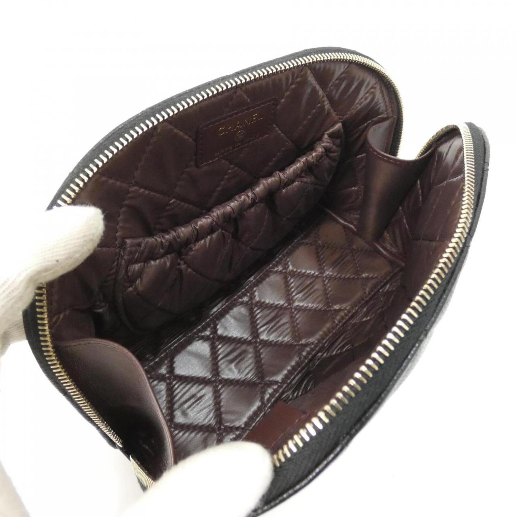 Chanel Black Grained Calfskin Handbag Pouch (Pre-Owned)