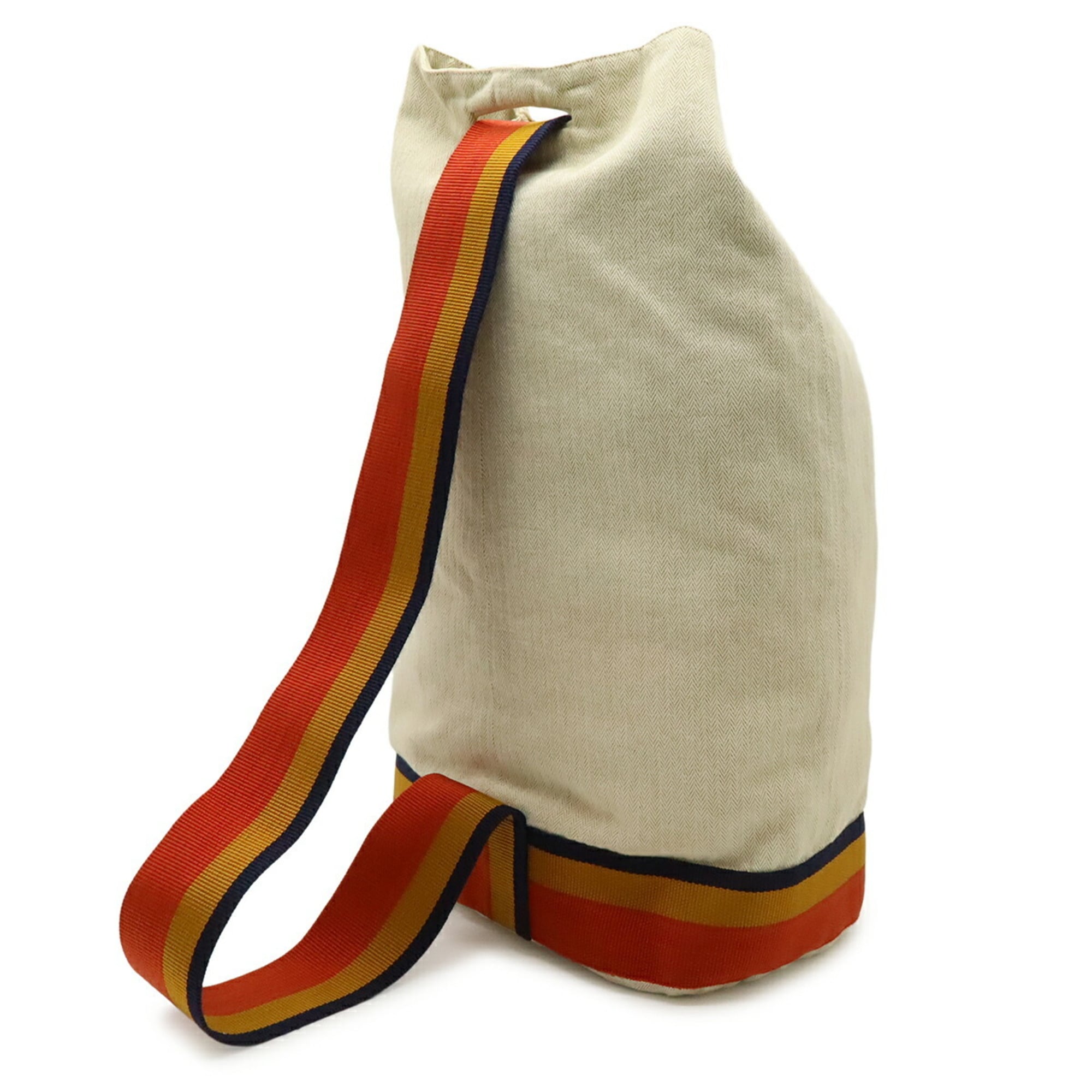 Hermes Natural Navy Orange Yellow Canvas Shoulder Bag Sling Bag (Pre-Owned)