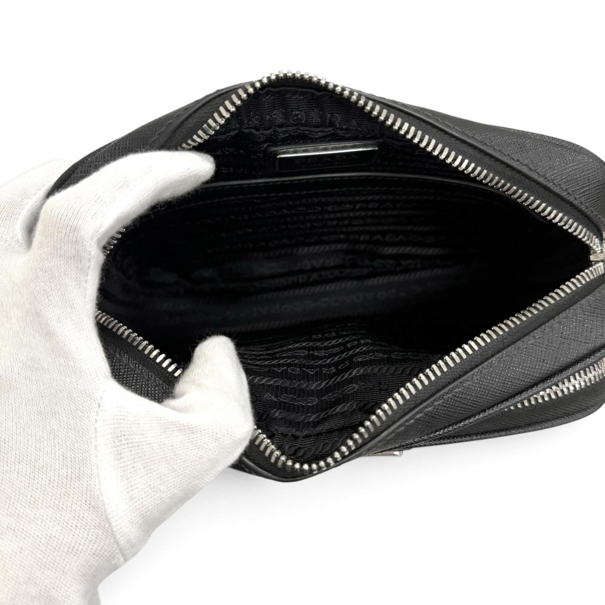 Prada Black Leather Pouch Shoulder Bag (Pre-Owned)