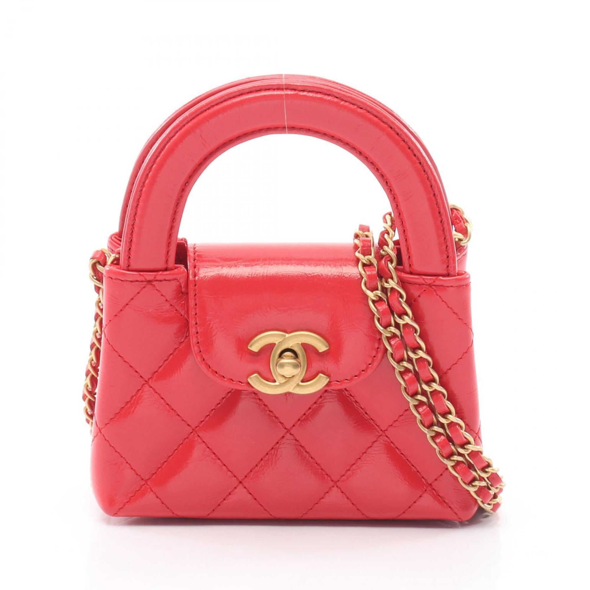 Chanel Red Color Patent Leather Handbag Shoulder Bag (Pre-Owned)