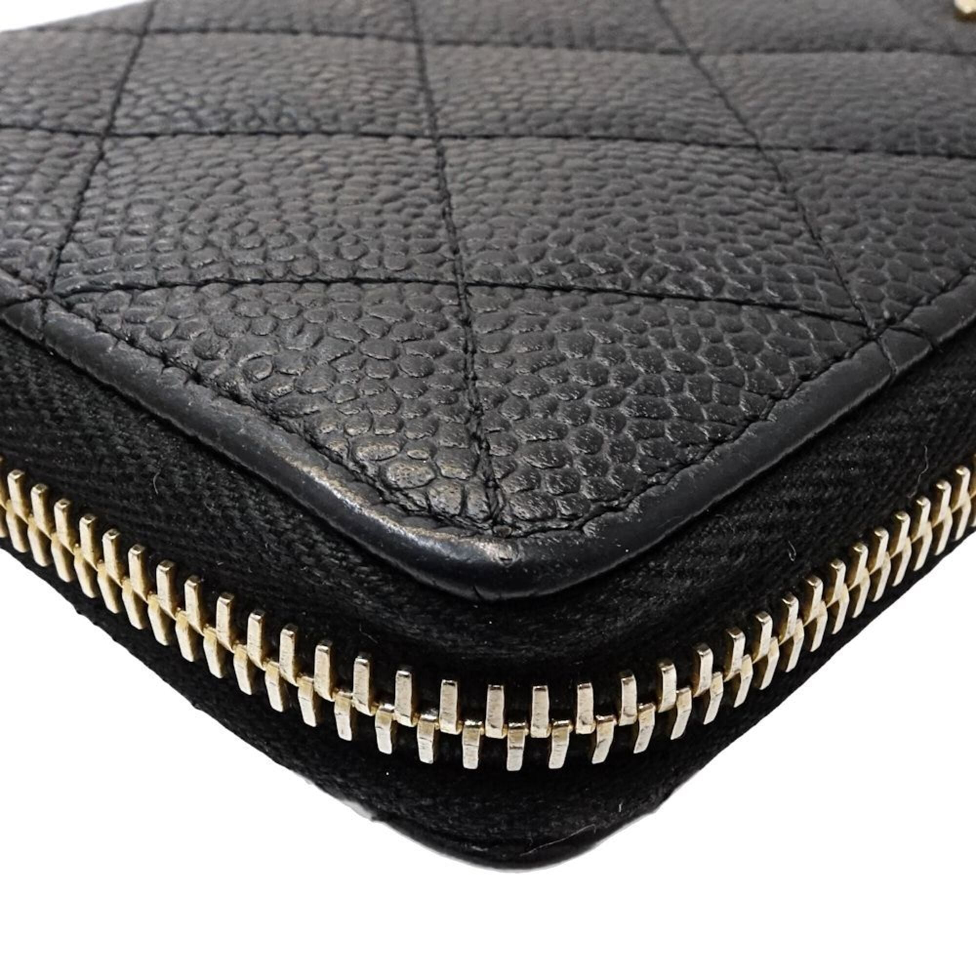 Chanel Matelasse Black Grained Calfskin Long Wallet (Bi-Fold) (Pre-Owned)