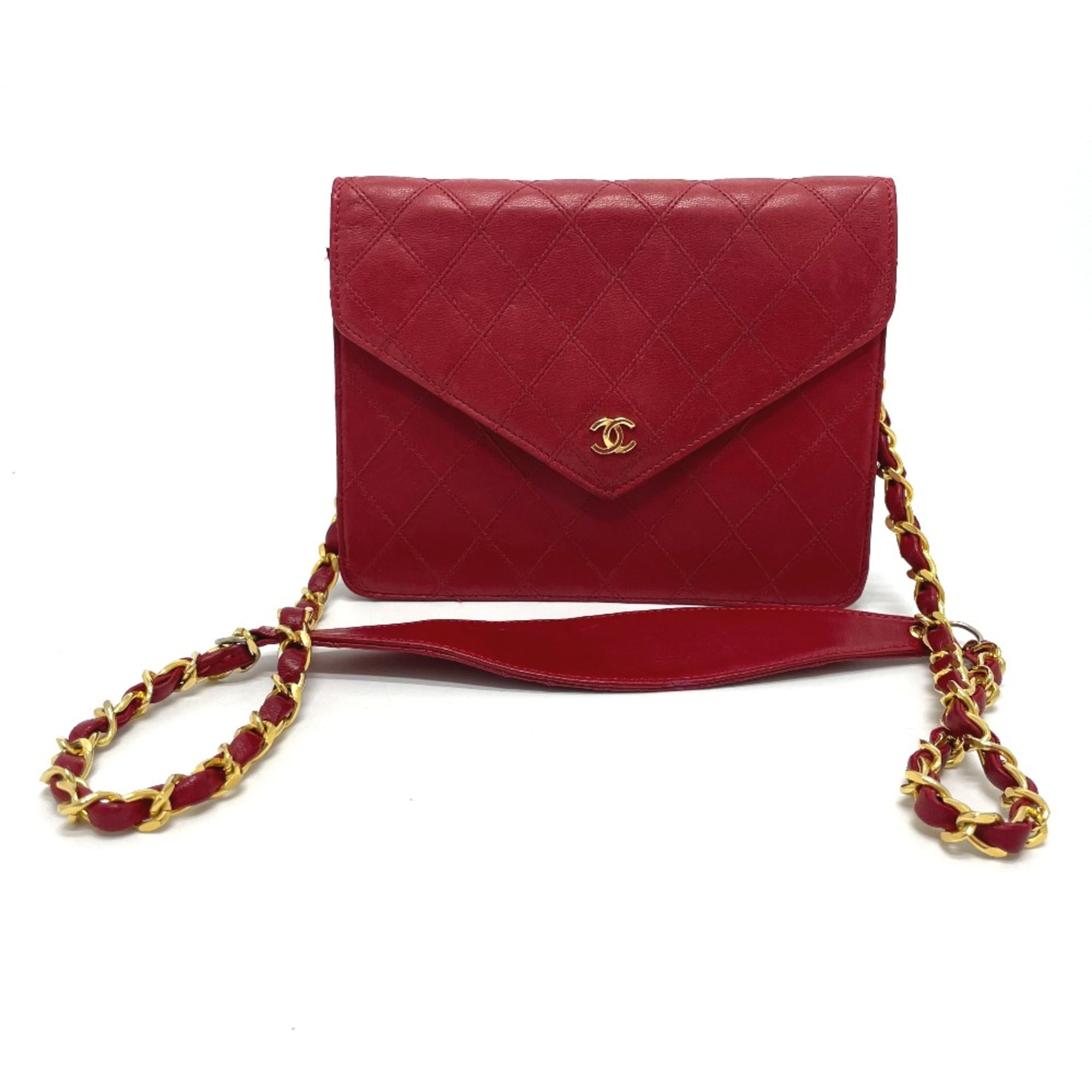 Chanel Red Leather Shoulder Bag (Pre-Owned)