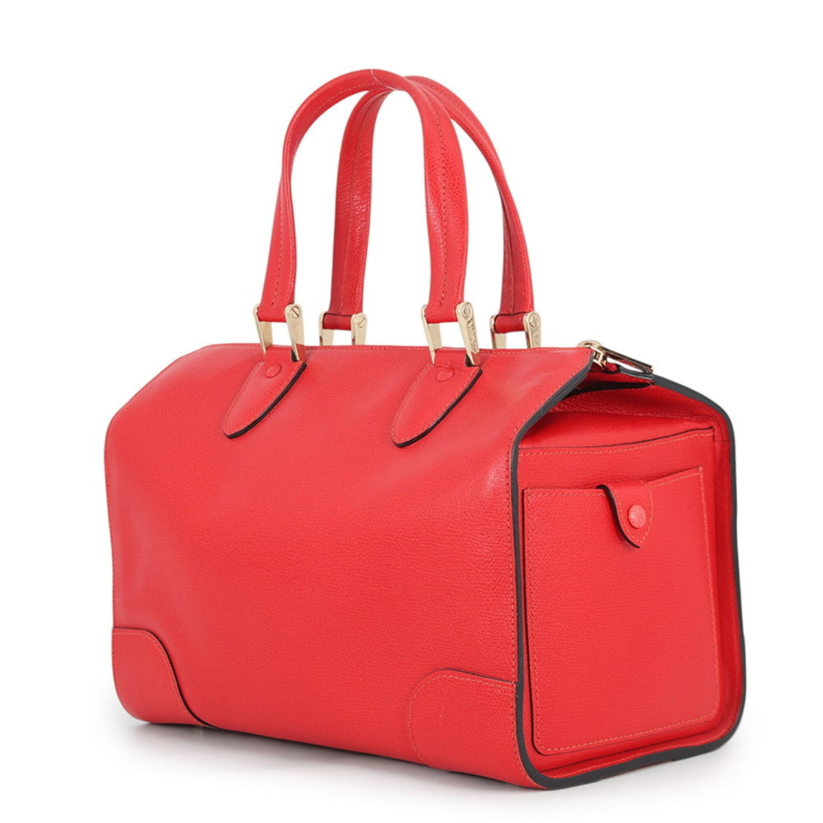 Valextra Red Color Leather Handbag (Pre-Owned)