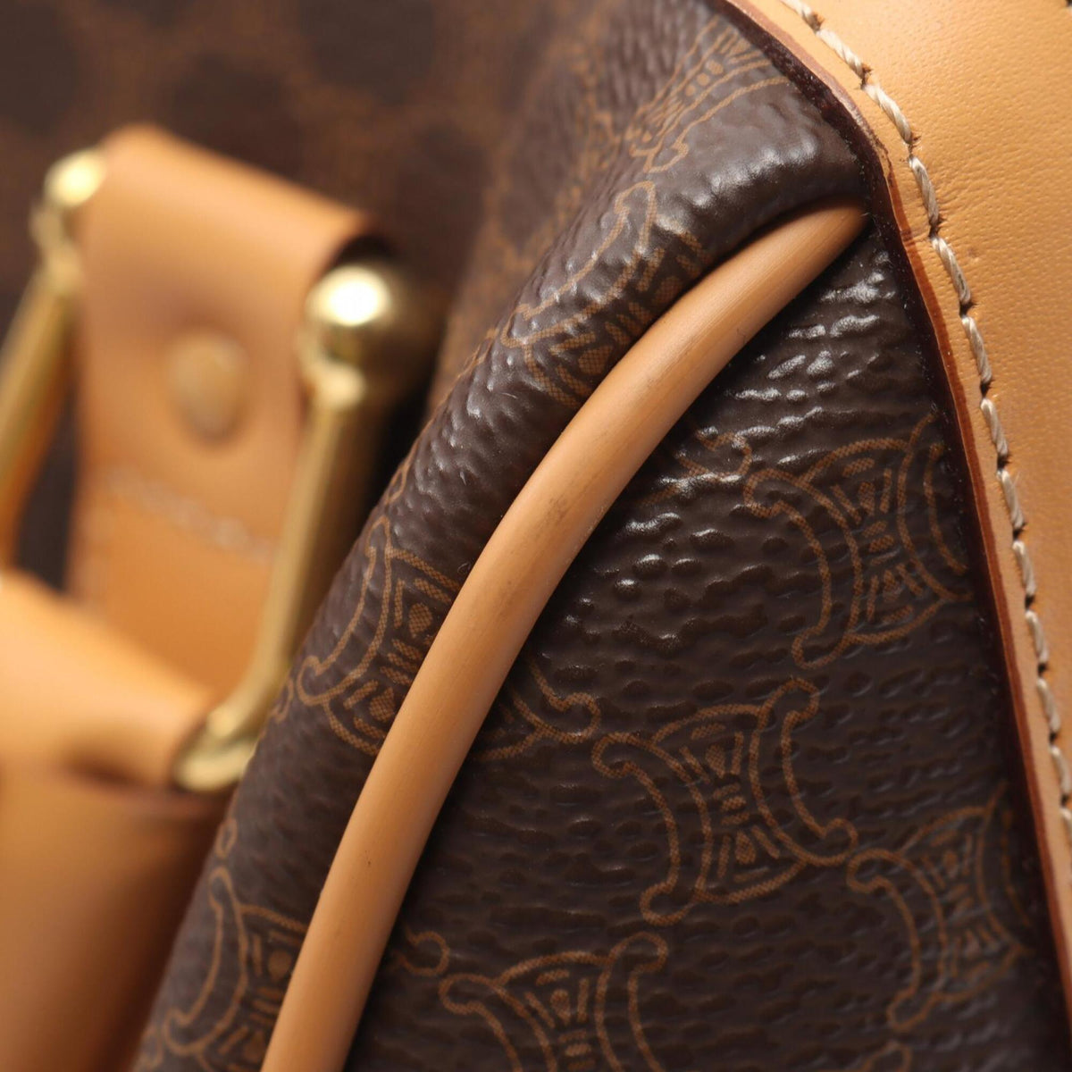 Celine Beige Brown Coated Canvas Handbag (Pre-Owned)