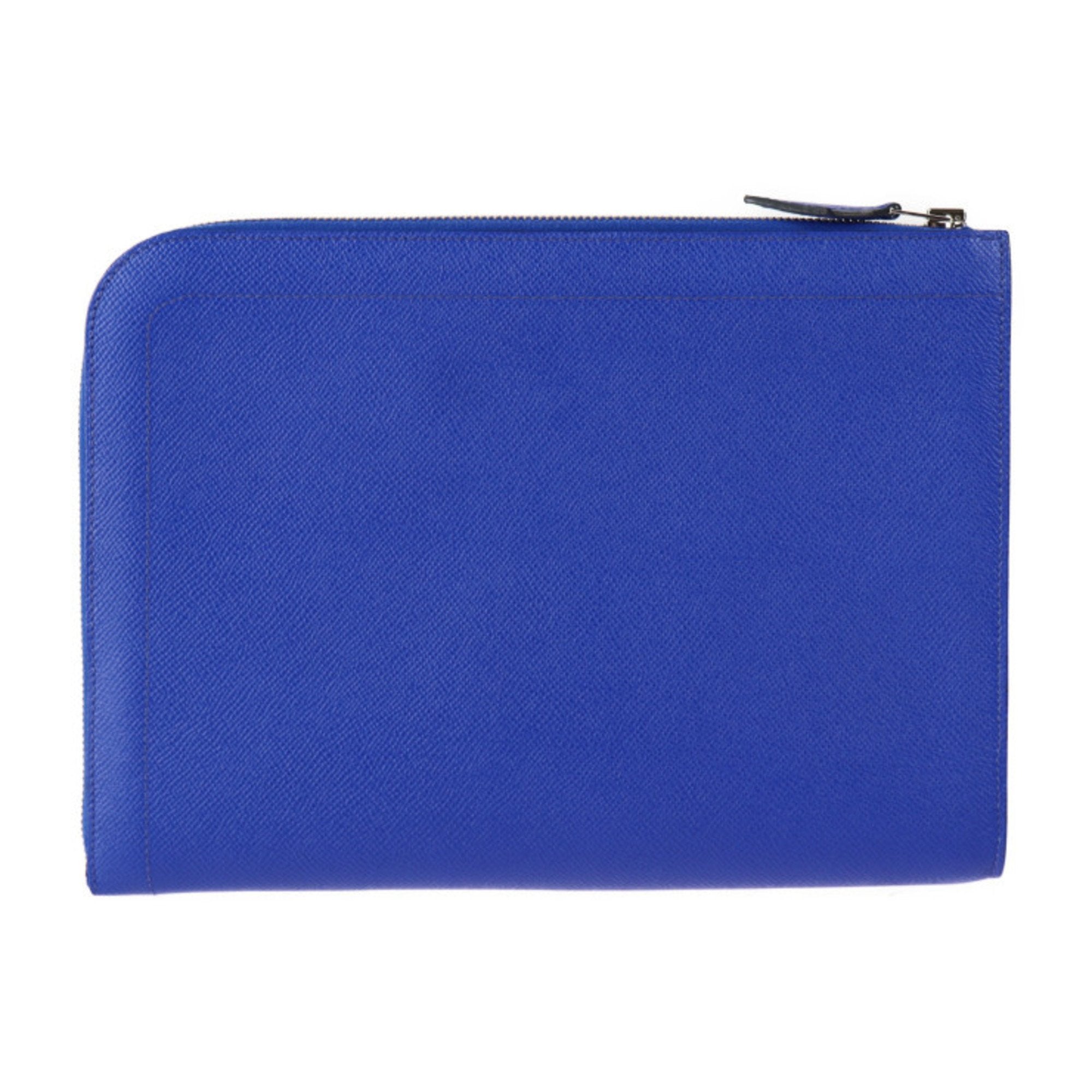 Hermes Blue Electric Leather Clutch Bag Handbag Pouch (Pre-Owned)