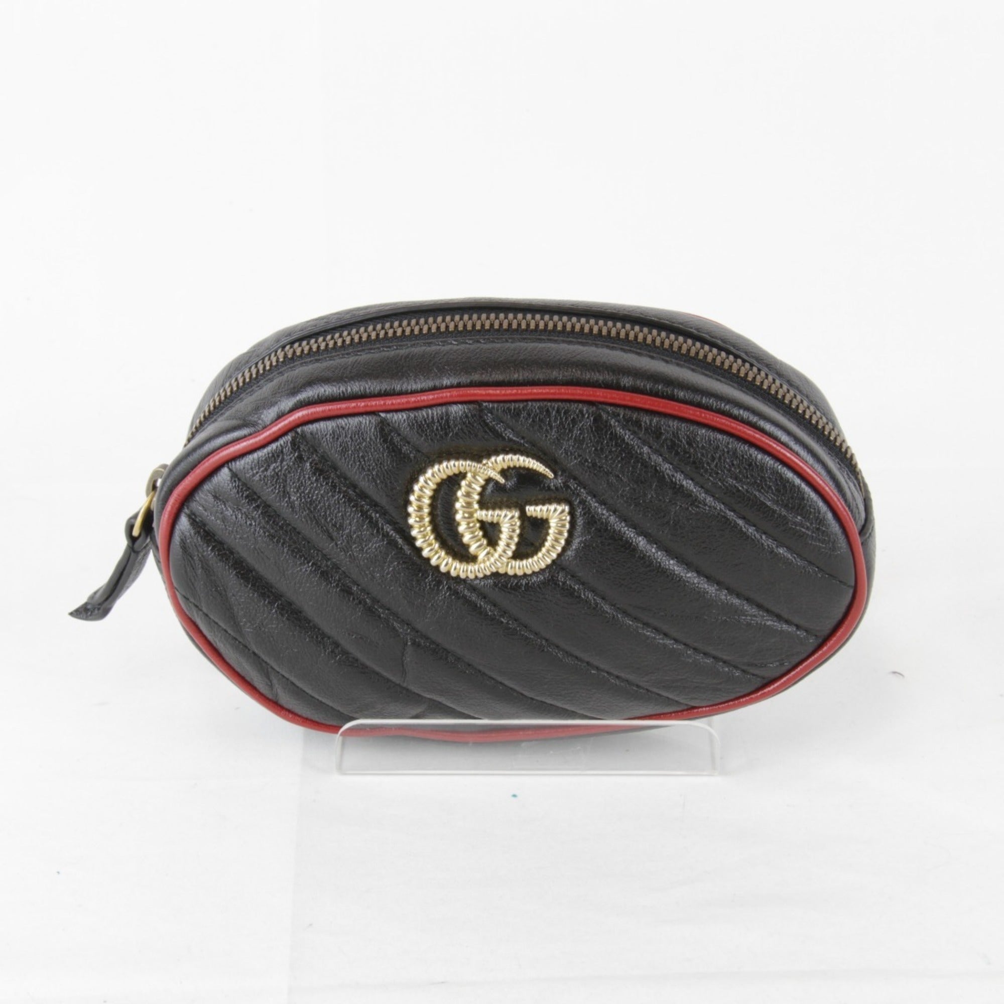 Gucci Gg Marmont Black Leather Fanny Pack (Pre-Owned)
