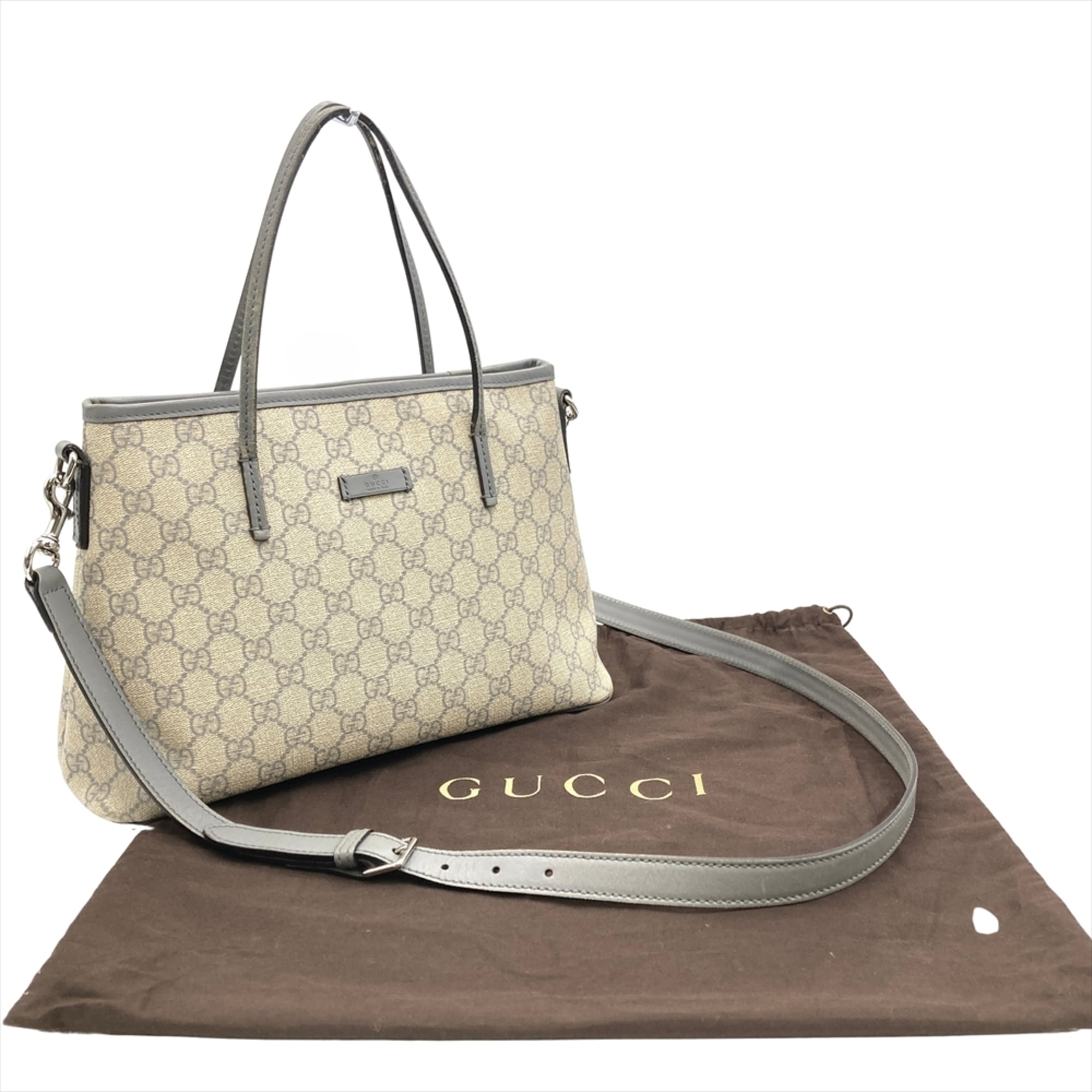 Gucci Gray Gg Supreme Leather Tote Bag (Pre-Owned)