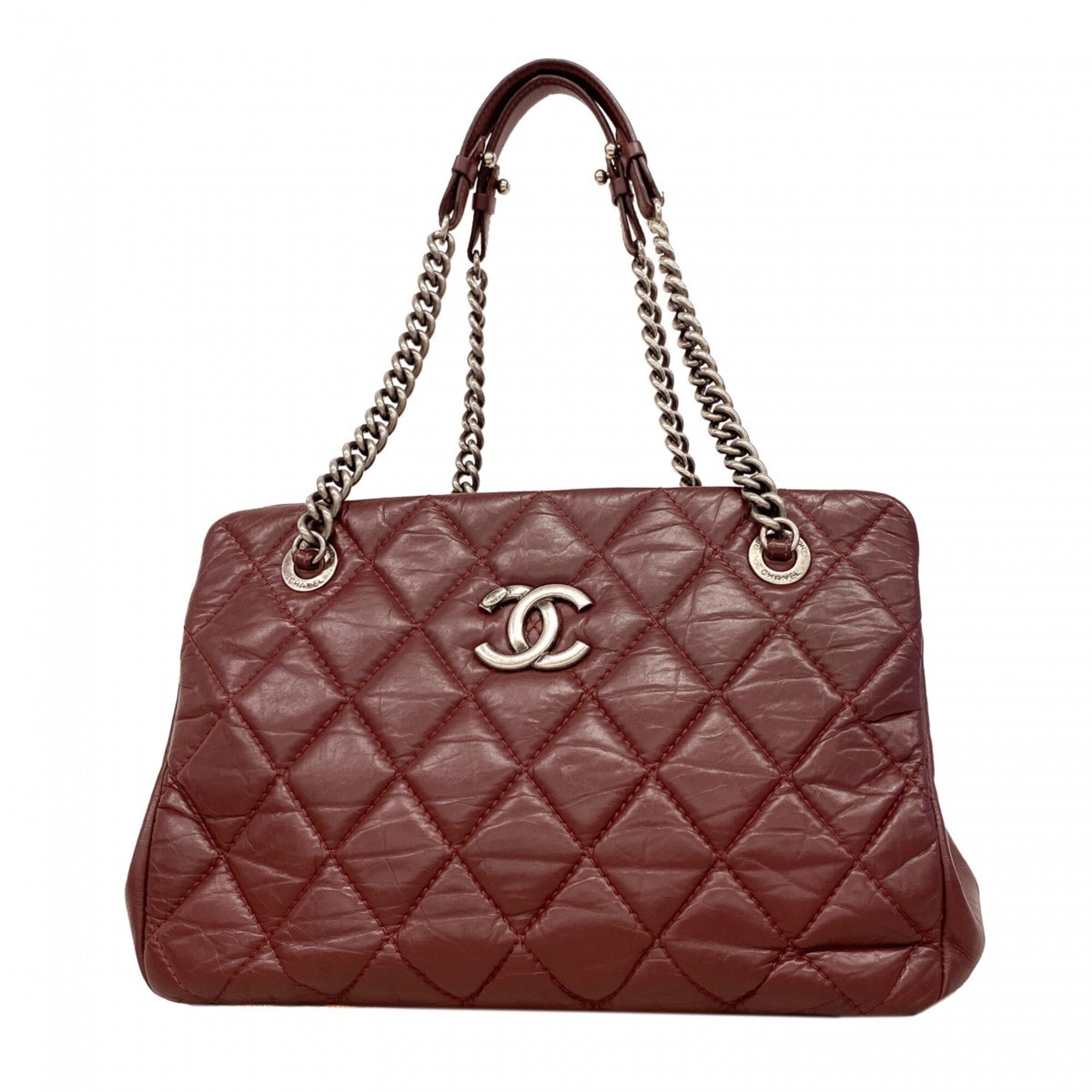 Chanel Bordeaux Leather Tote Bag (Pre-Owned)