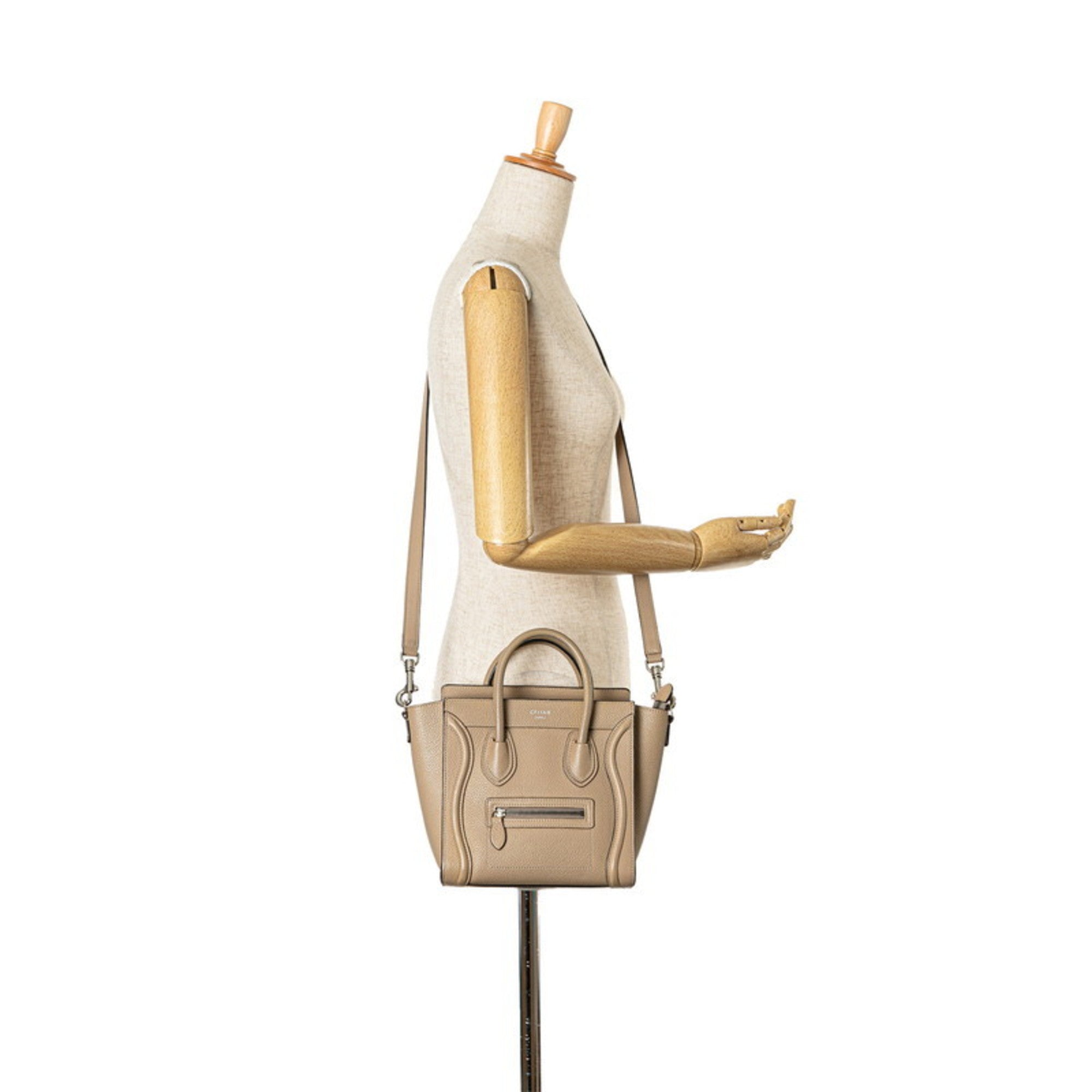 Celine Beige Leather Handbag Shoulder Bag (Pre-Owned)