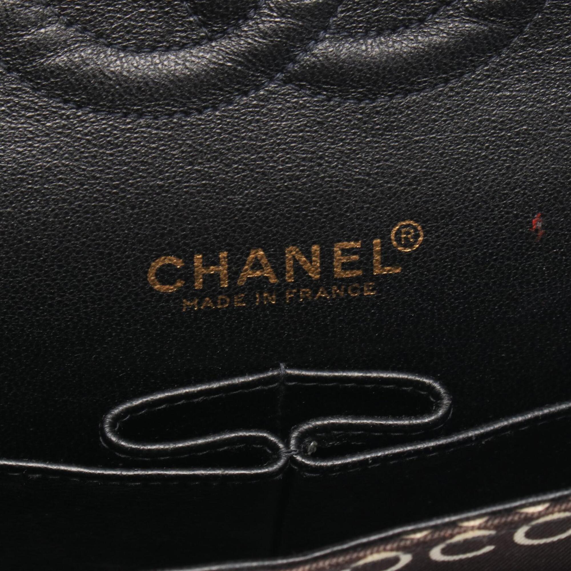 Chanel Black White Canvas Leather Handbag Shoulder Bag (Pre-Owned)