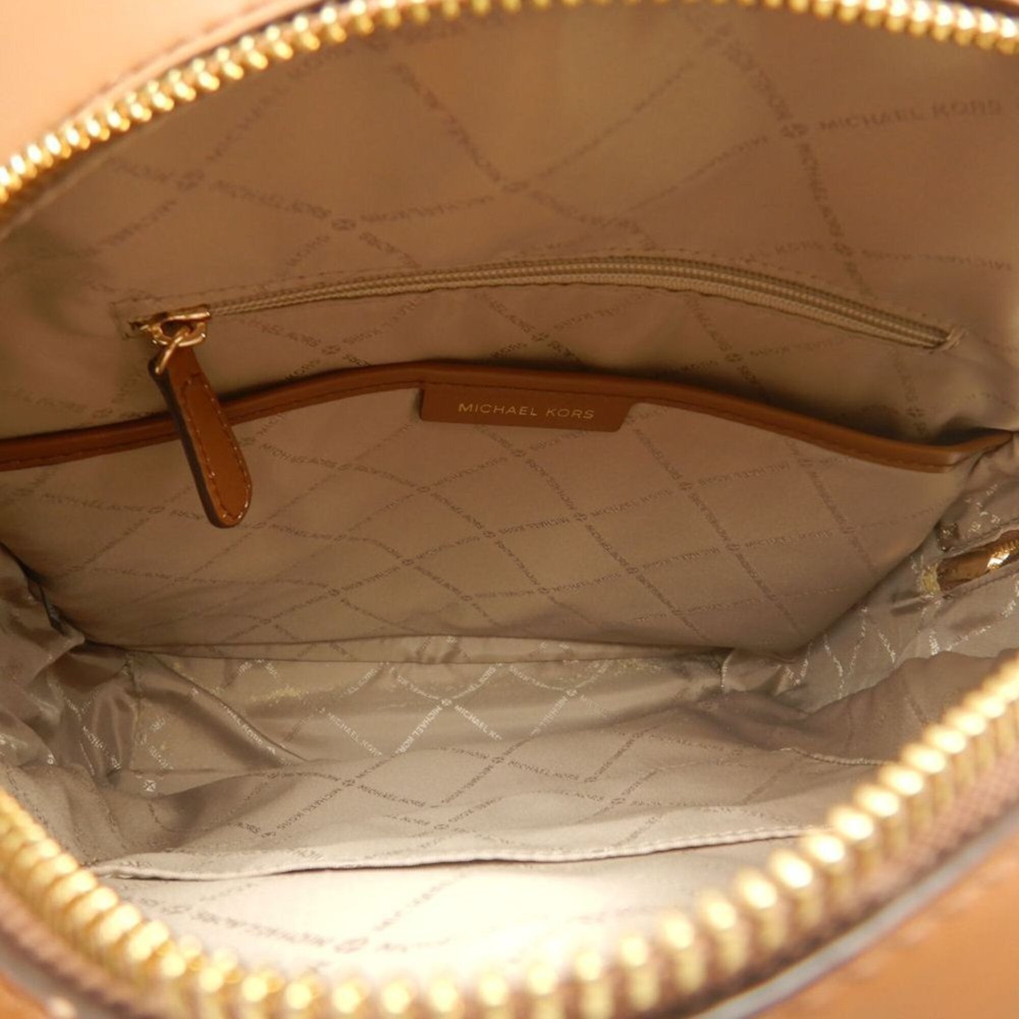 Michael Kors Brown Coated Canvas Leather Backpack (Pre-Owned)