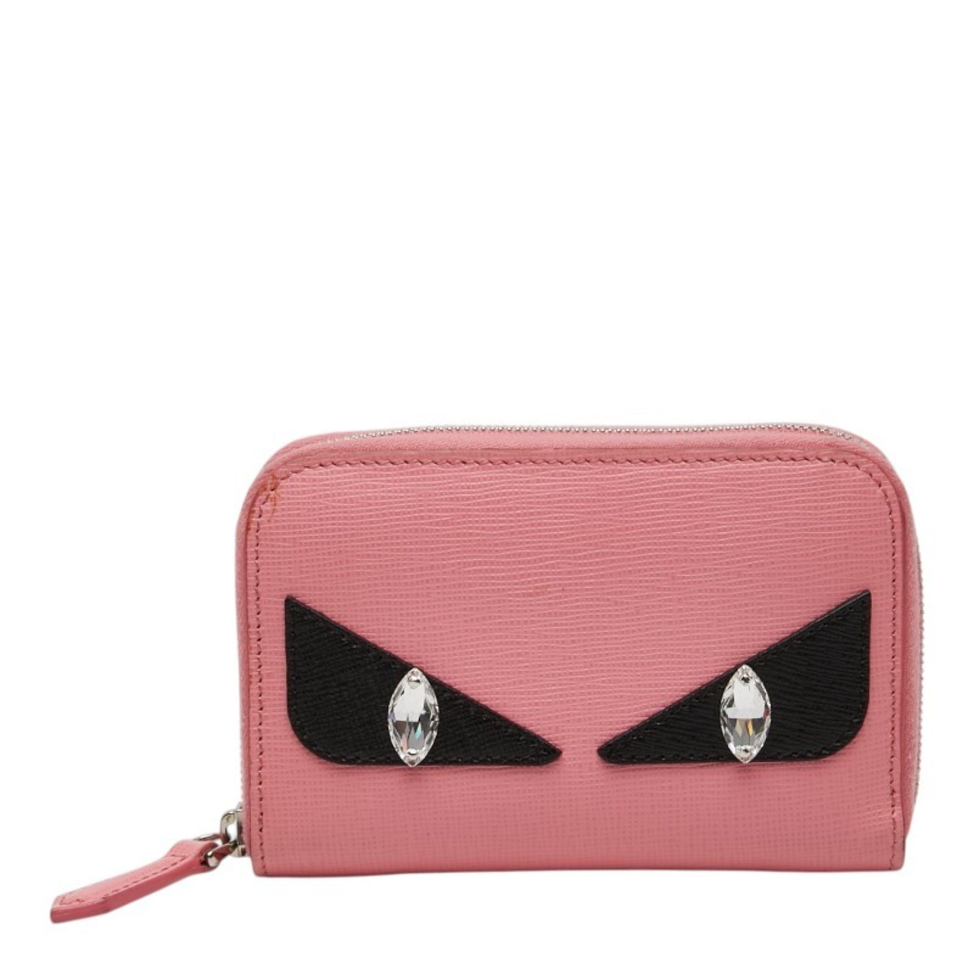Fendi Black Pink Leather Coin Purse/Coin Case (Pre-Owned)