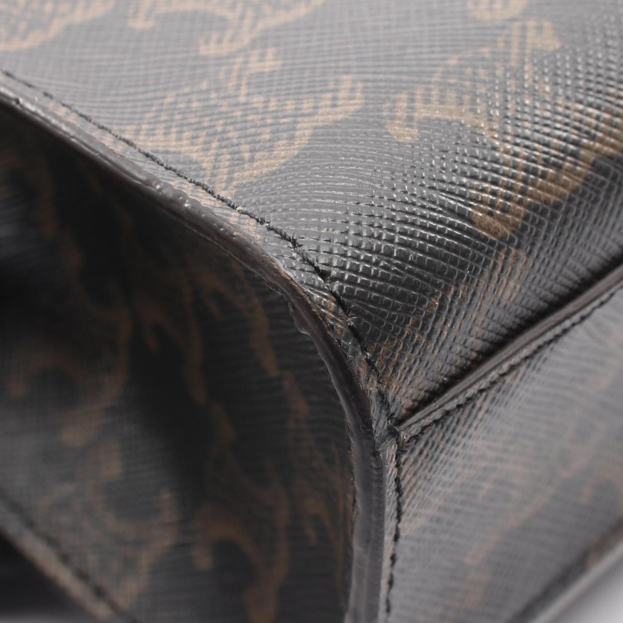 Celine Black Brown Coated Canvas Leather Handbag Tote Bag (Pre-Owned)