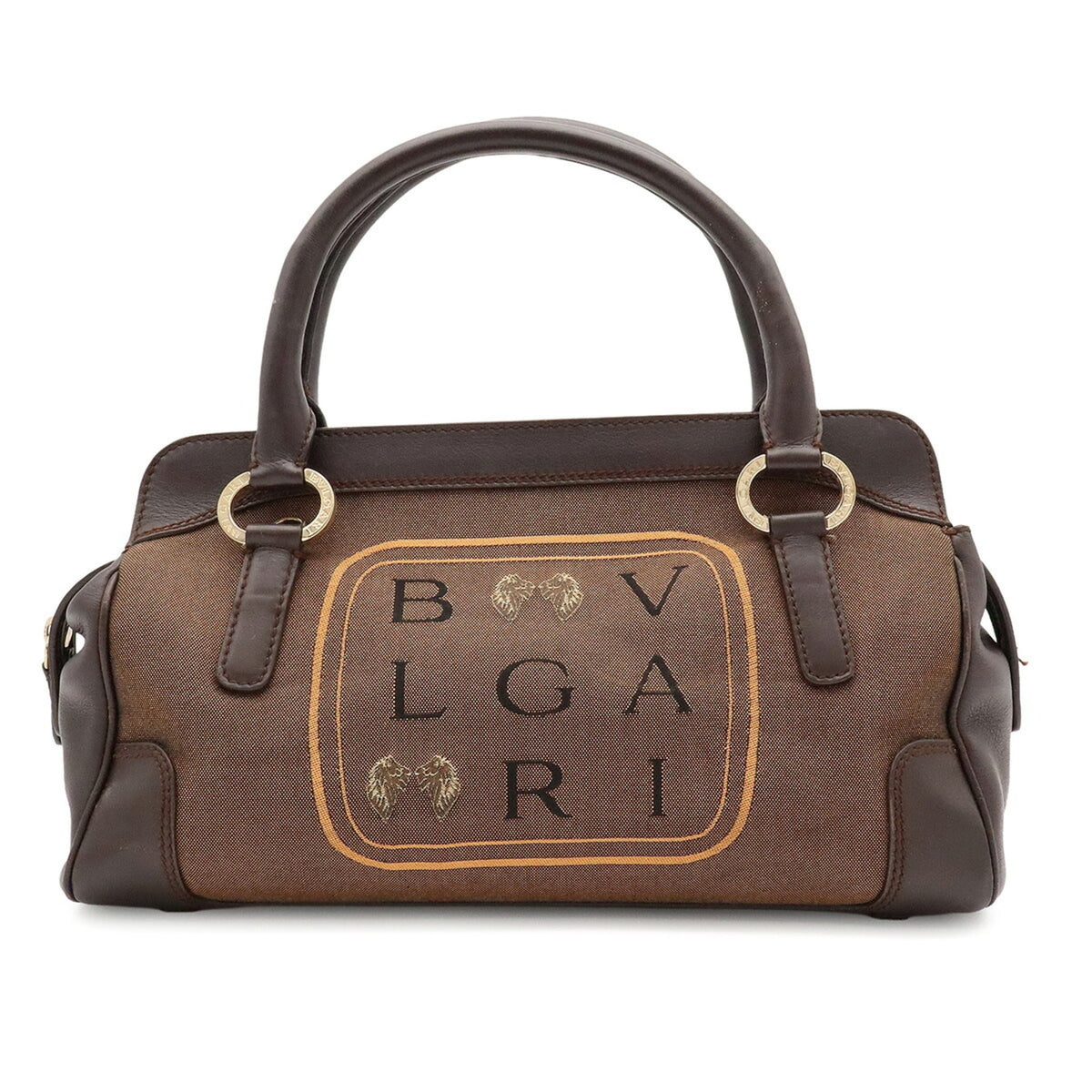 Bvlgari Brown Dark Brown Canvas Handbag Shoulder Bag (Pre-Owned)