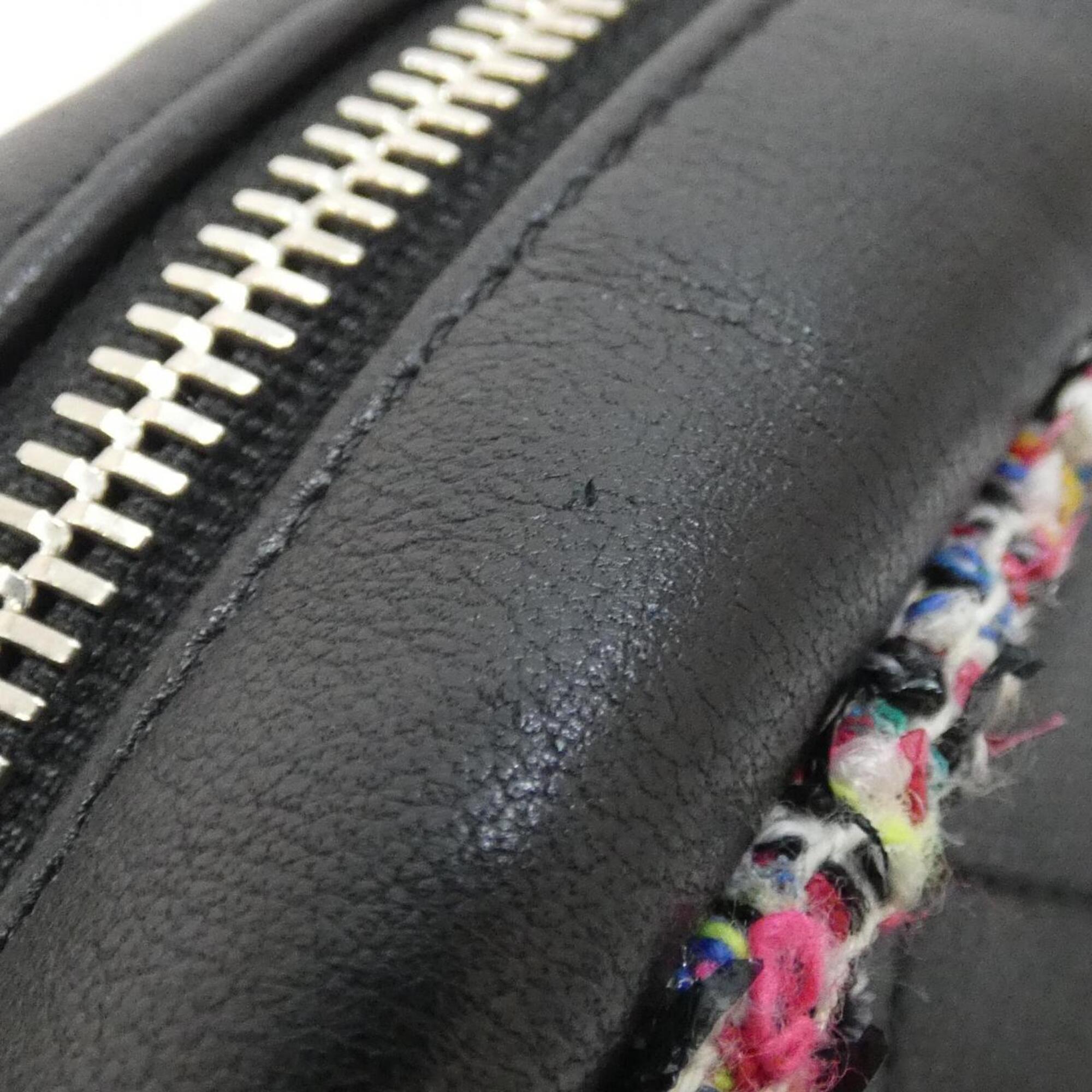 Chanel Black Multi-Color Tweed Leather Shoulder Bag (Pre-Owned)