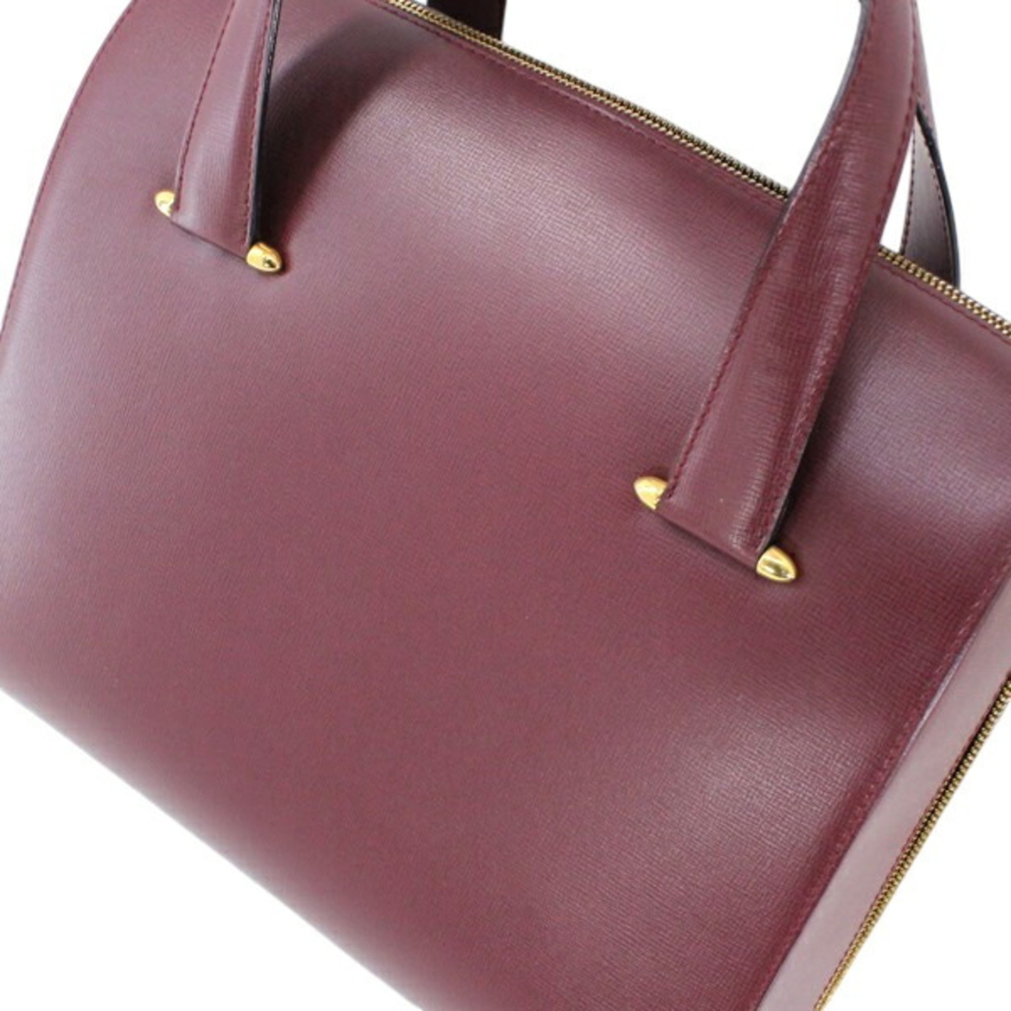 Cartier Must Bordeaux Leather Handbag Shoulder Bag (Pre-Owned)