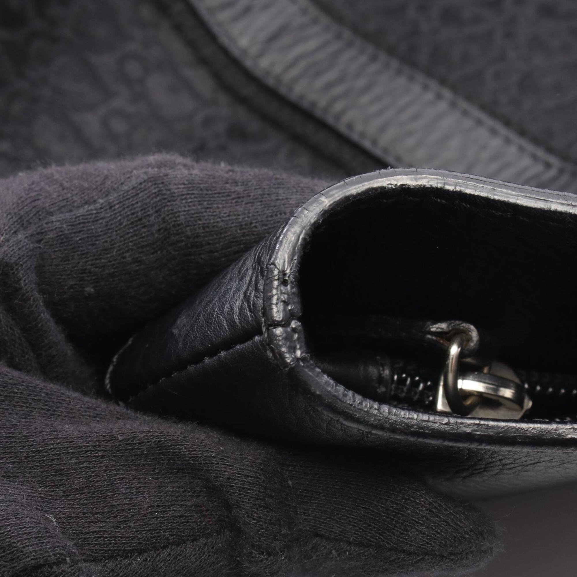 Christian Dior Black Canvas Leather Handbag Tote Bag (Pre-Owned)