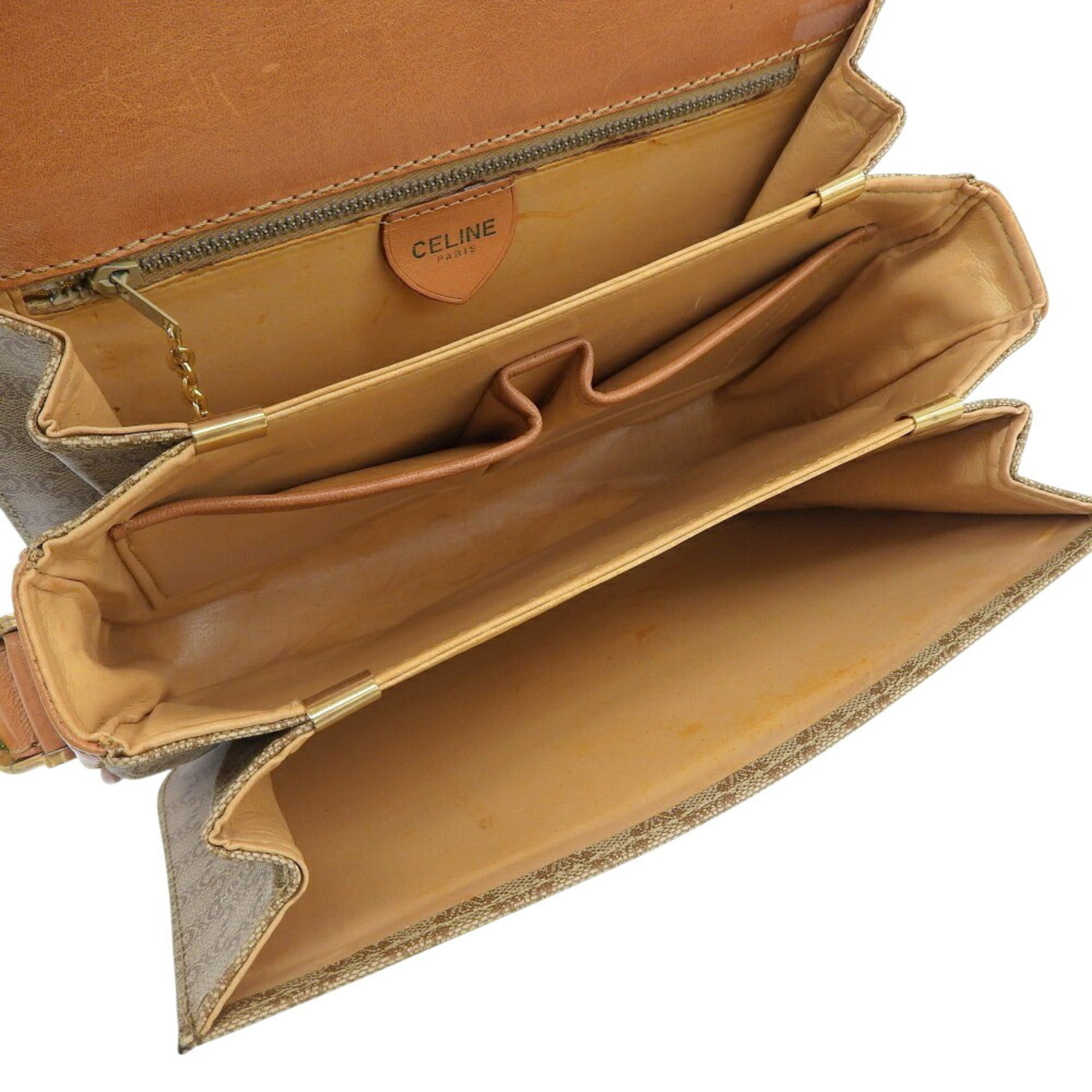 Celine Macadam Beige Coated Canvas Shoulder Bag (Pre-Owned)