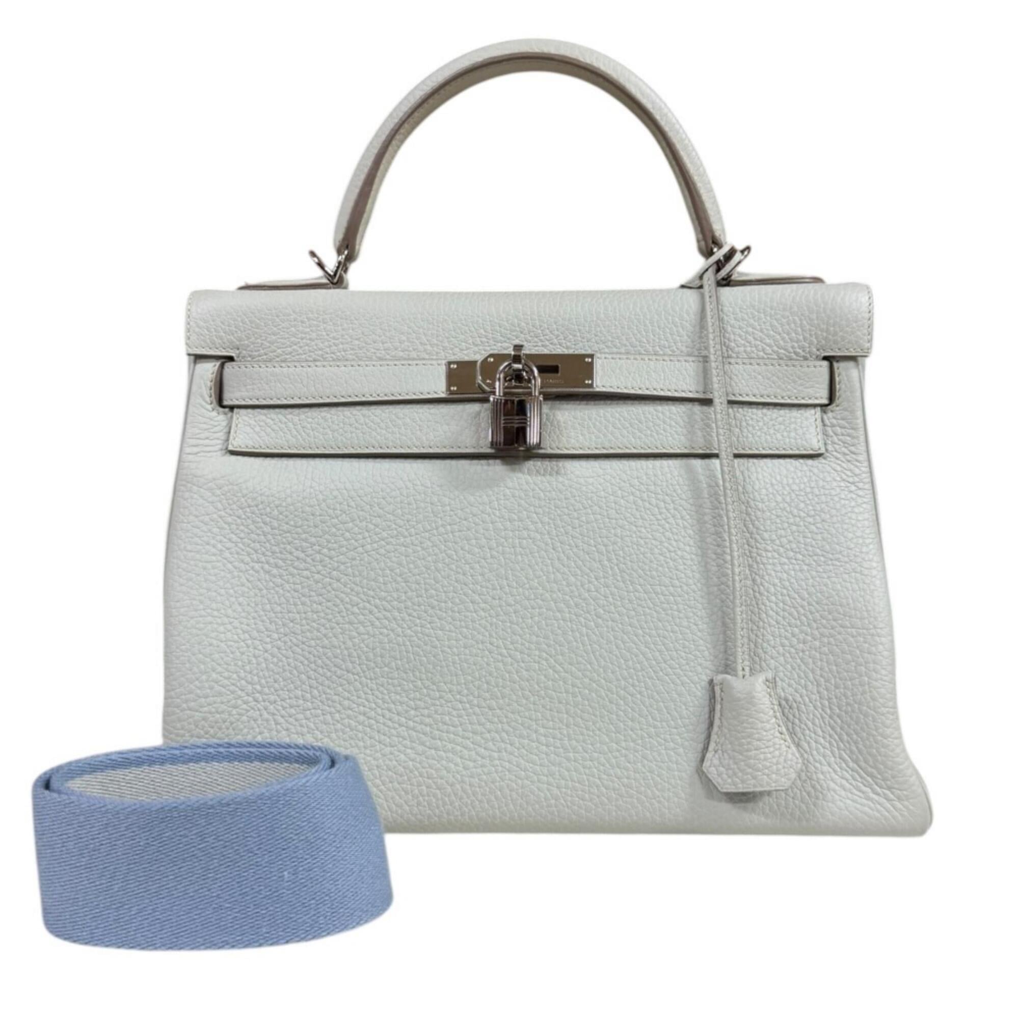 Hermes Gray Taurillon Clemence Leather Shoulder Bag (Pre-Owned)