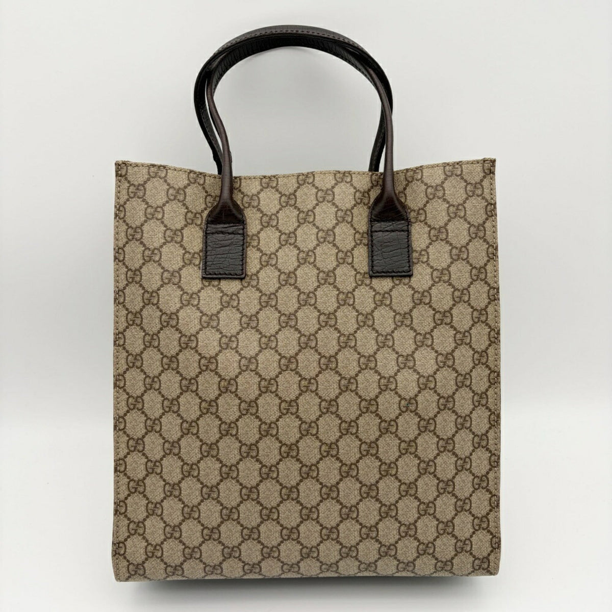 Gucci Beige Dark Brown Pvc Leather Tote Bag (Pre-Owned)