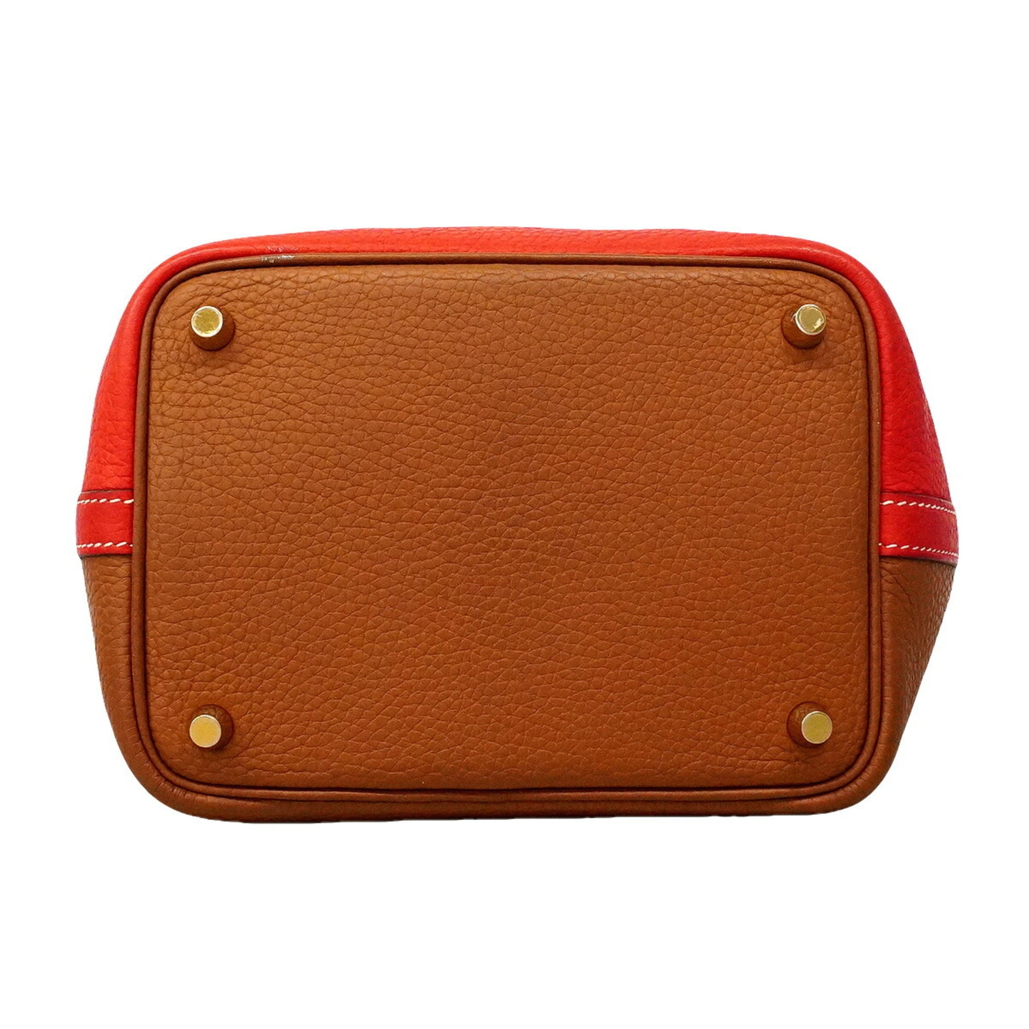 Hermes Gold Taurillon Clemence Leather Handbag (Pre-Owned)