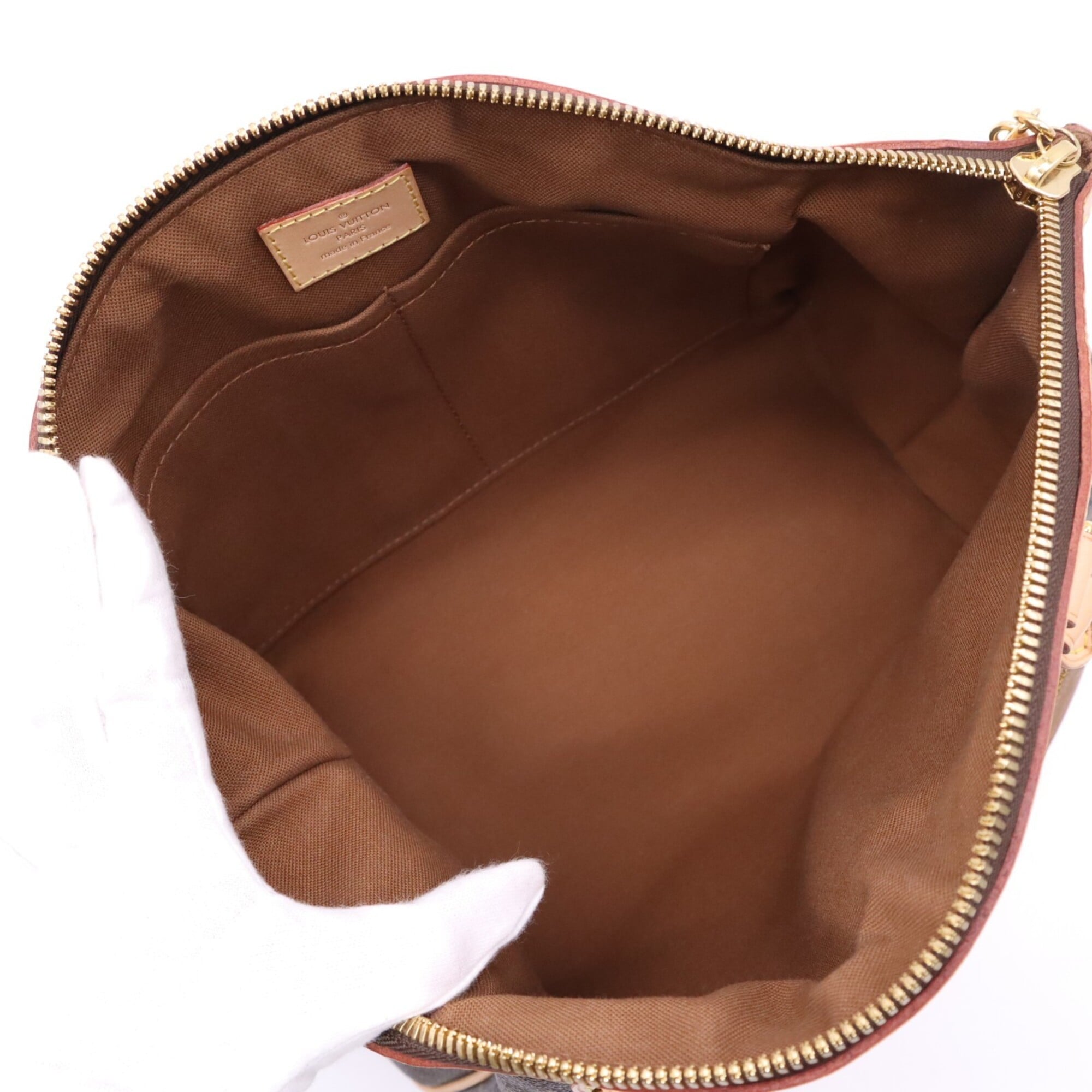 Louis Vuitton Monogram Beige Brown Coated Canvas Leather Handbag (Pre-Owned)