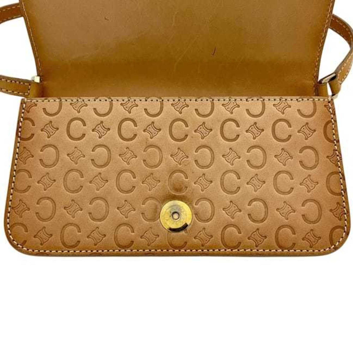 Celine Macadam Beige Leather Shoulder Bag (Pre-Owned)