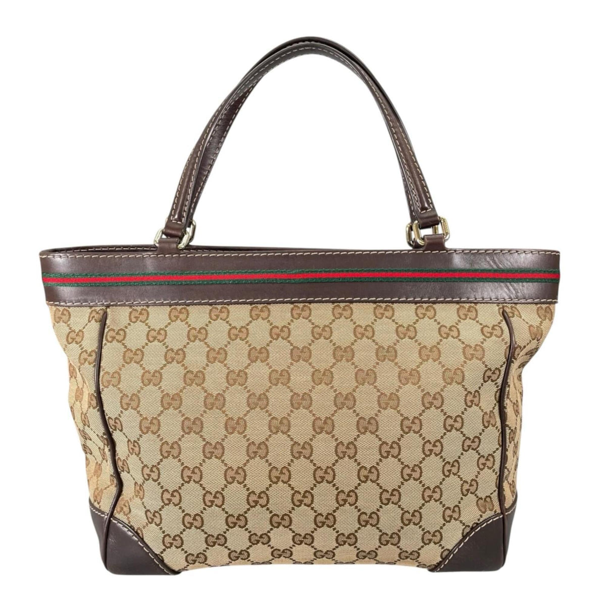 Gucci Gg Canvas Beige Gg Canvas Handbag Tote Bag (Pre-Owned)
