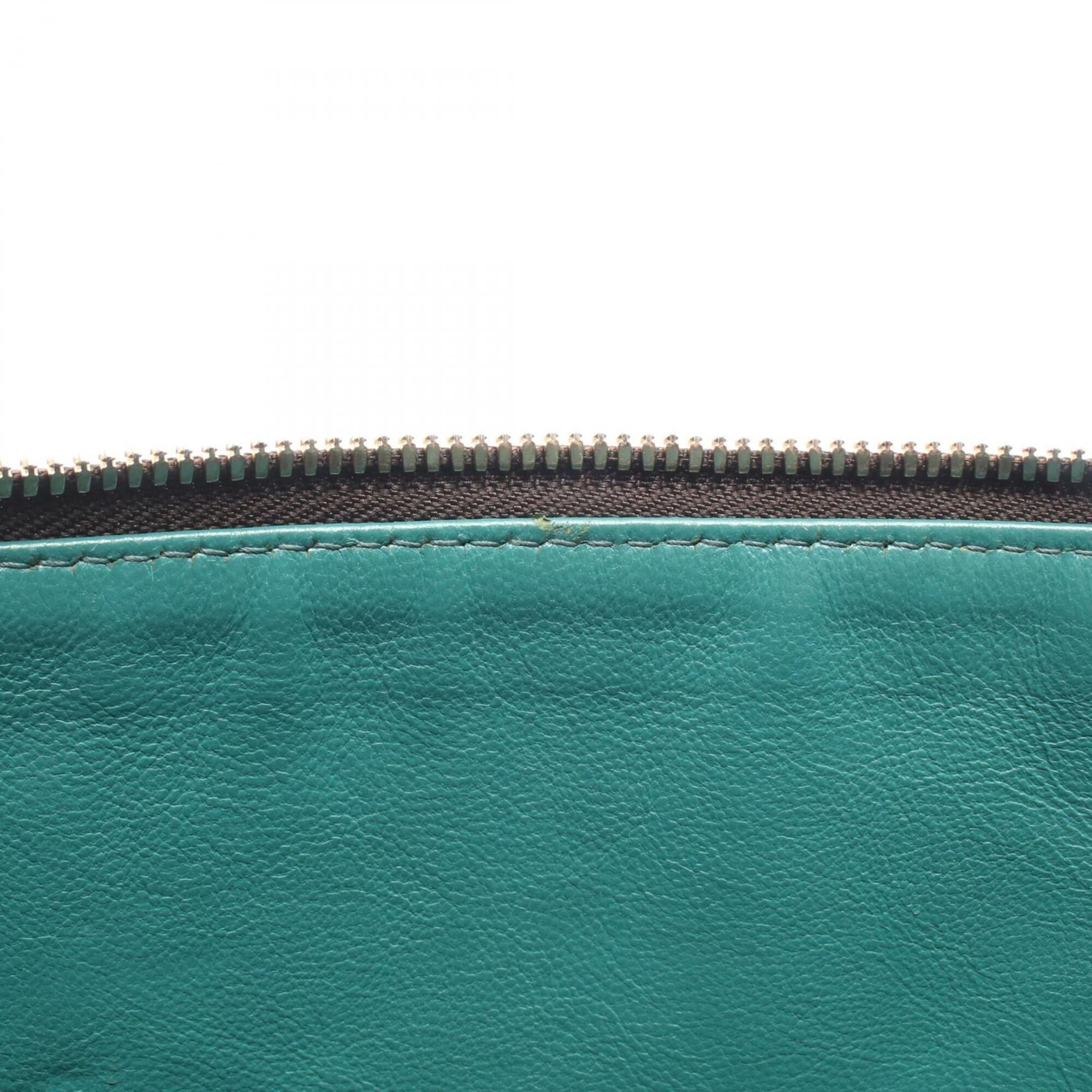 Bvlgari Brown Green Leather Handbag (Pre-Owned)