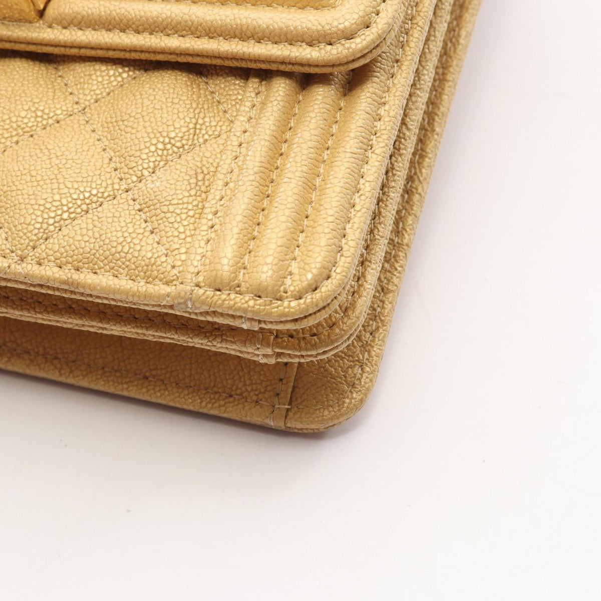 Chanel Gold Grained Calfskin Handbag Shoulder Bag (Pre-Owned)