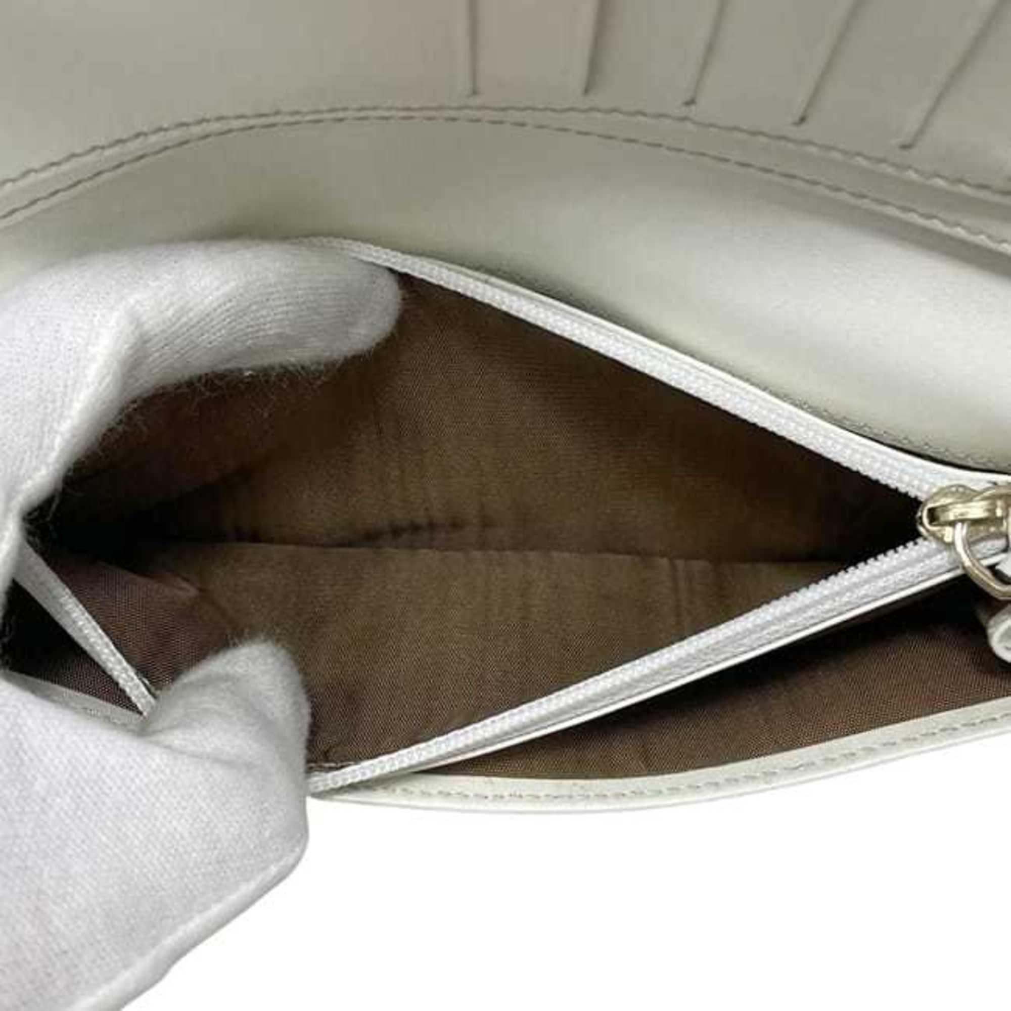 Celine Beige White Canvas Leather Long Wallet (Bi-Fold) (Pre-Owned)