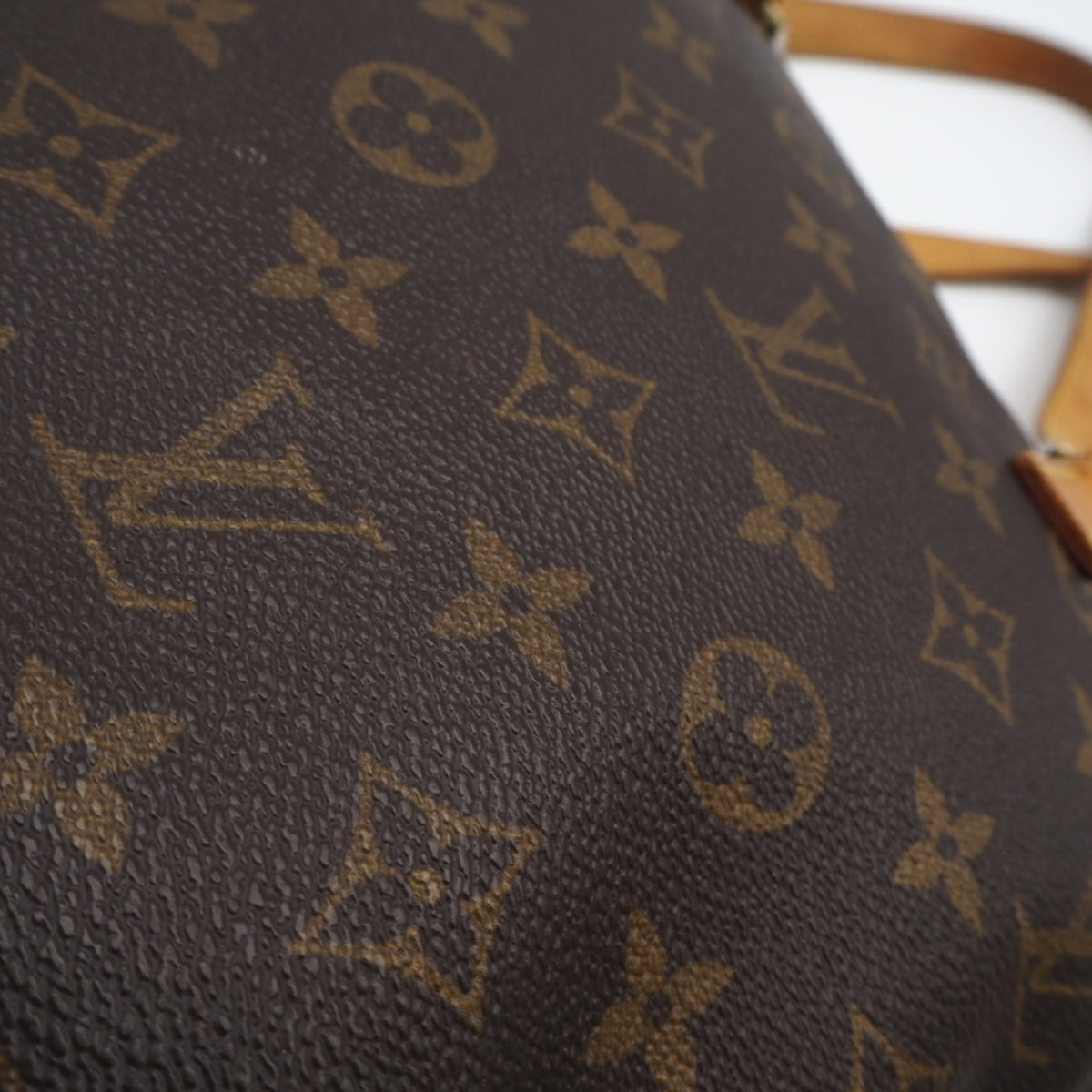 Louis Vuitton Beige Brown Coated Canvas Leather Handbag (Pre-Owned)