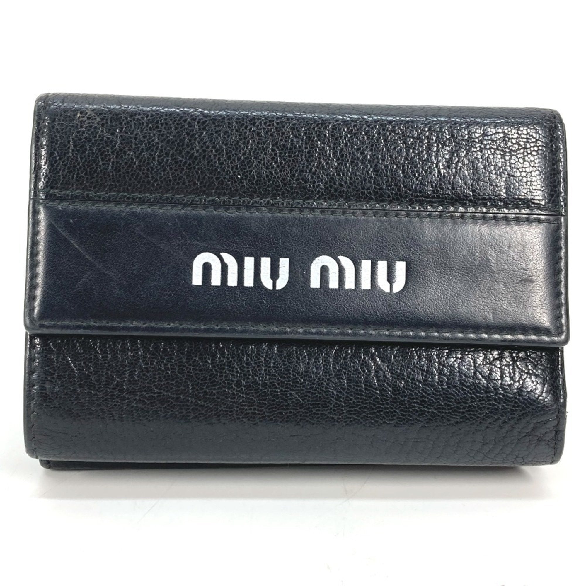 Miu Miu Black White Leather Wallet (Tri-Fold) (Pre-Owned)