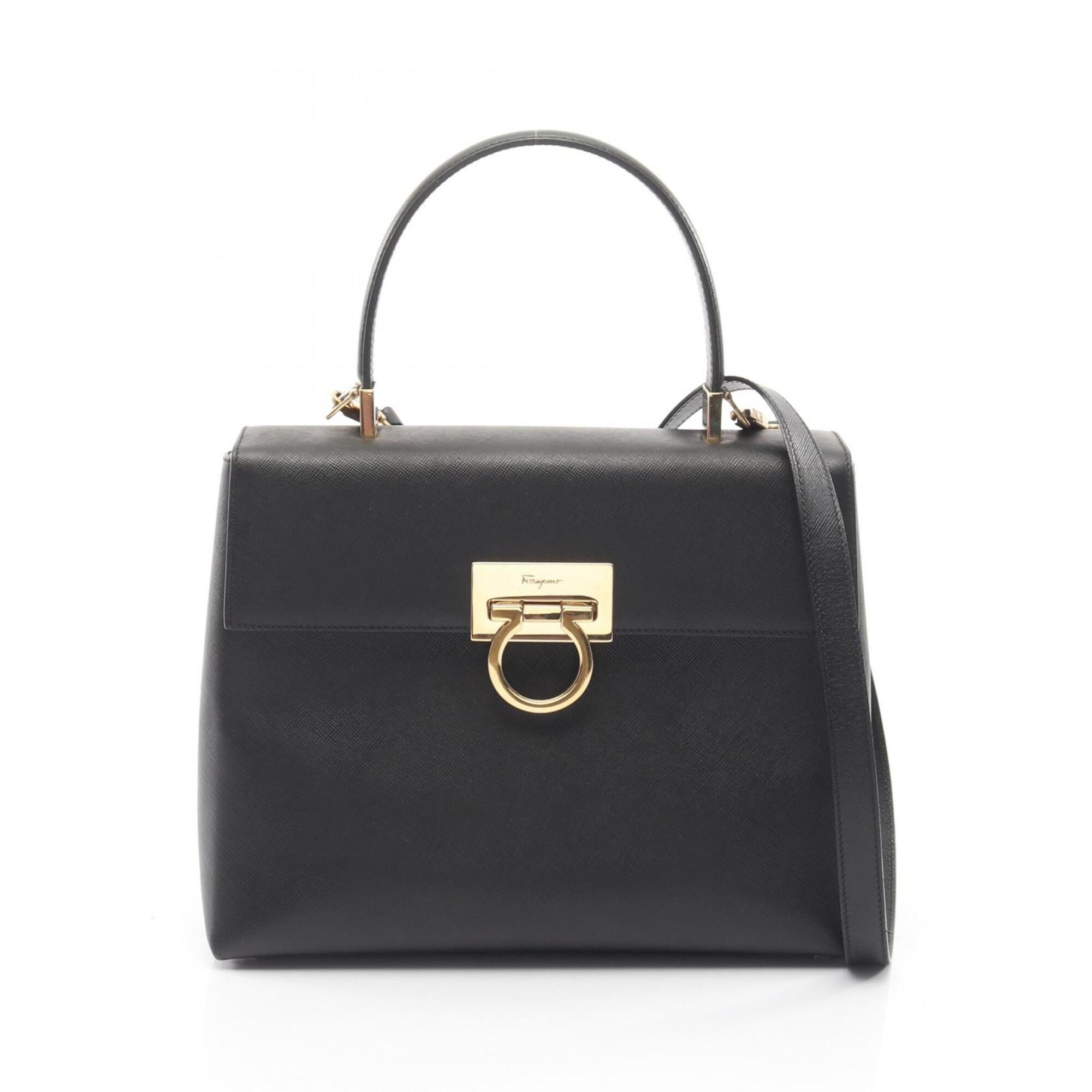 Salvatore Ferragamo Black Leather Handbag (Pre-Owned)