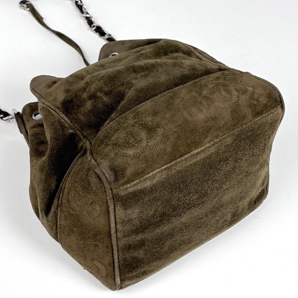 Chanel Khaki Suede Shoulder Bag (Pre-Owned)