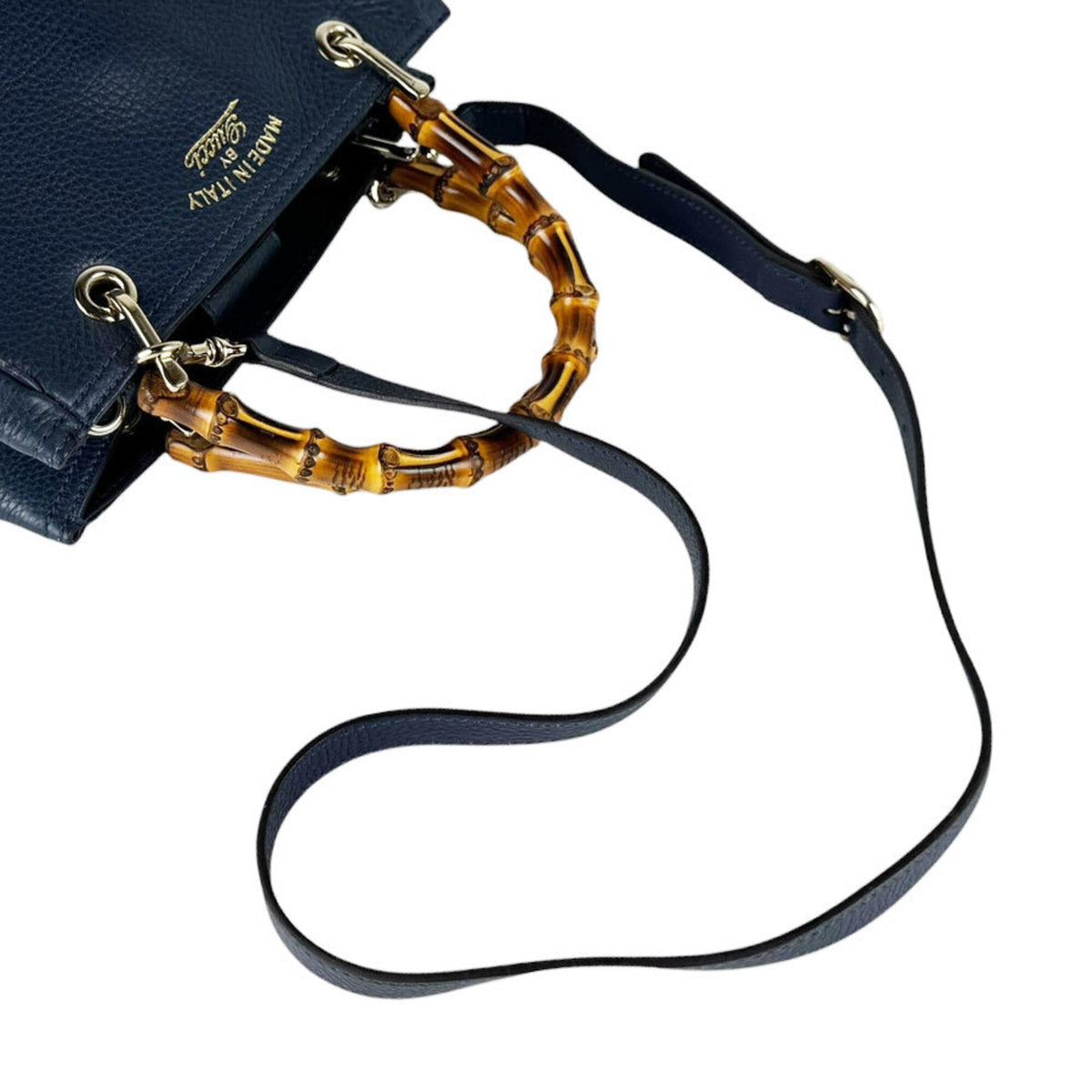 Gucci Navy Leather Handbag Shoulder Bag (Pre-Owned)