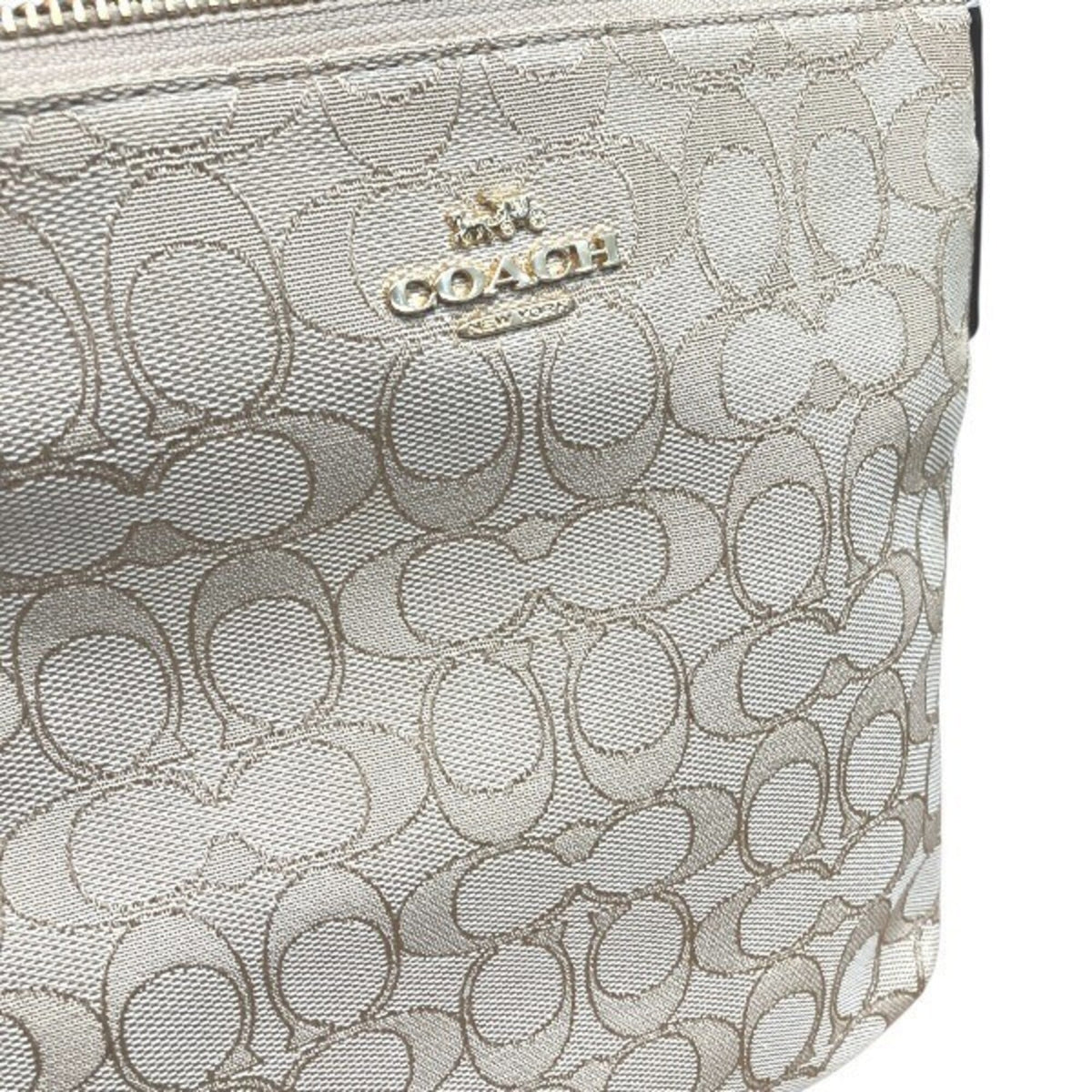 Coach Beige Signature Line Shoulder Bag (Pre-Owned)