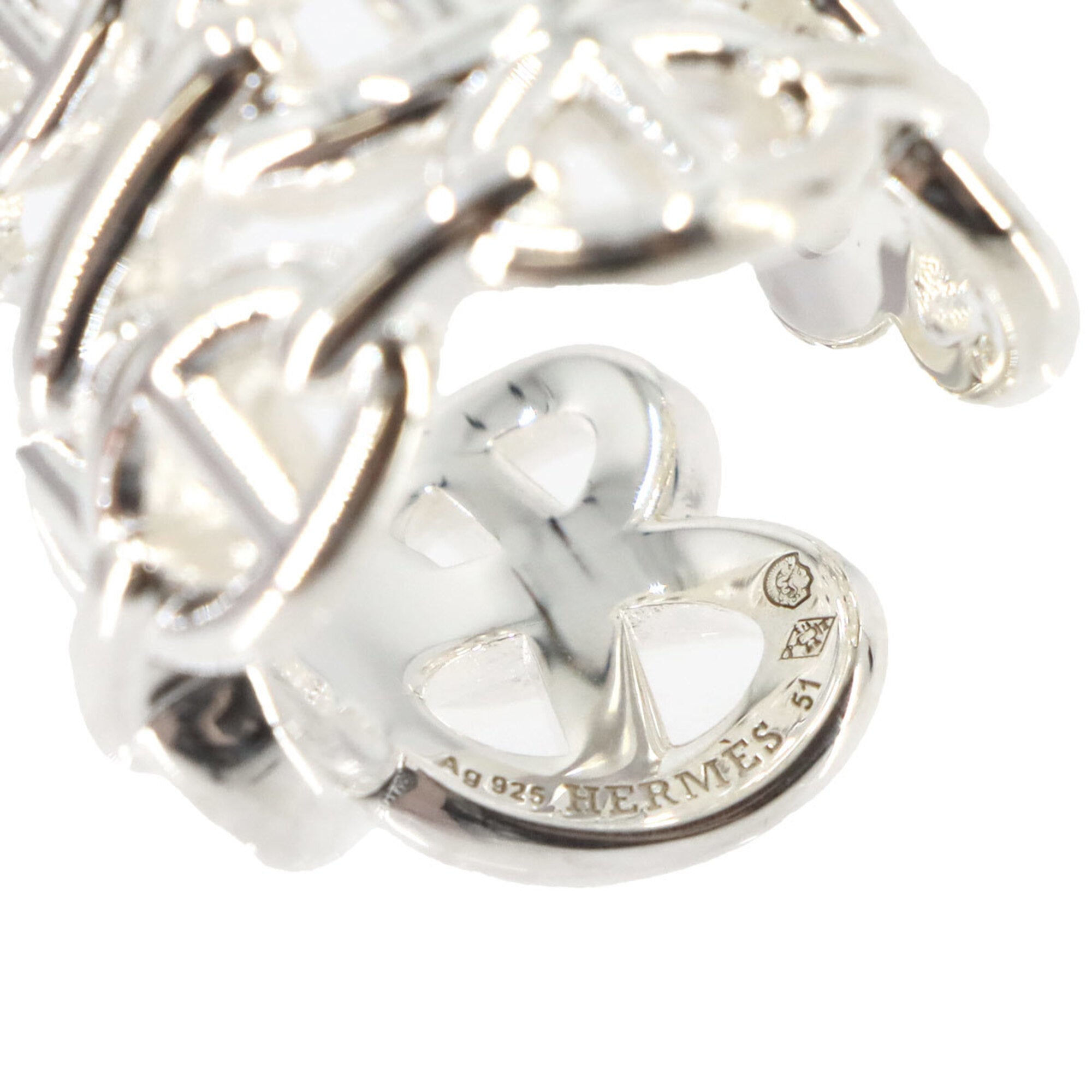 Hermes Silver Silver 925 Band Ring (Pre-Owned)