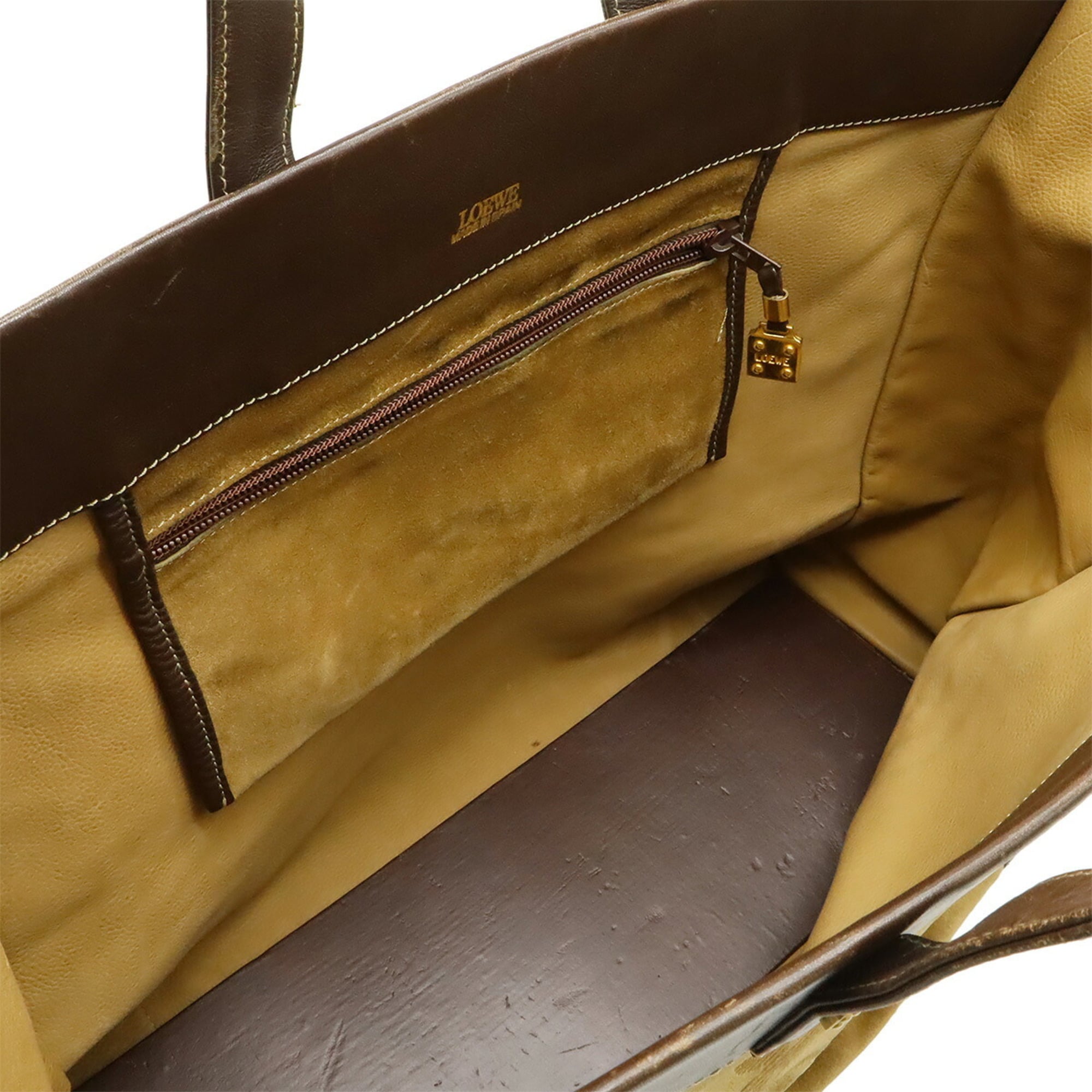 Loewe Beige Dark Brown Khaki Suede Tote Bag (Pre-Owned)