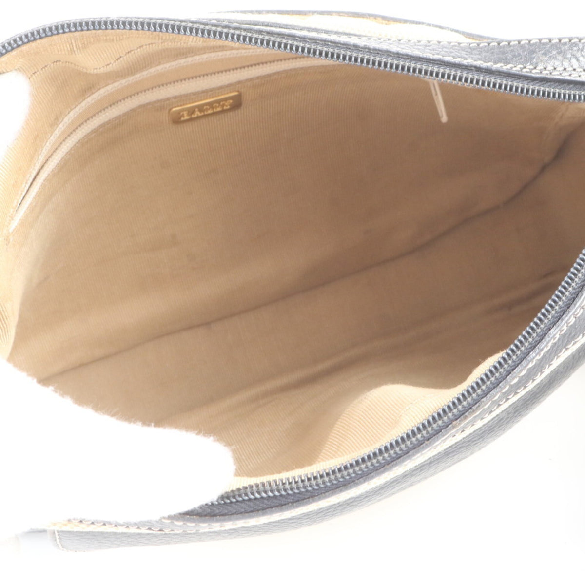 Bally Beige Navy Leather Canvas Shoulder Bag (Pre-Owned)