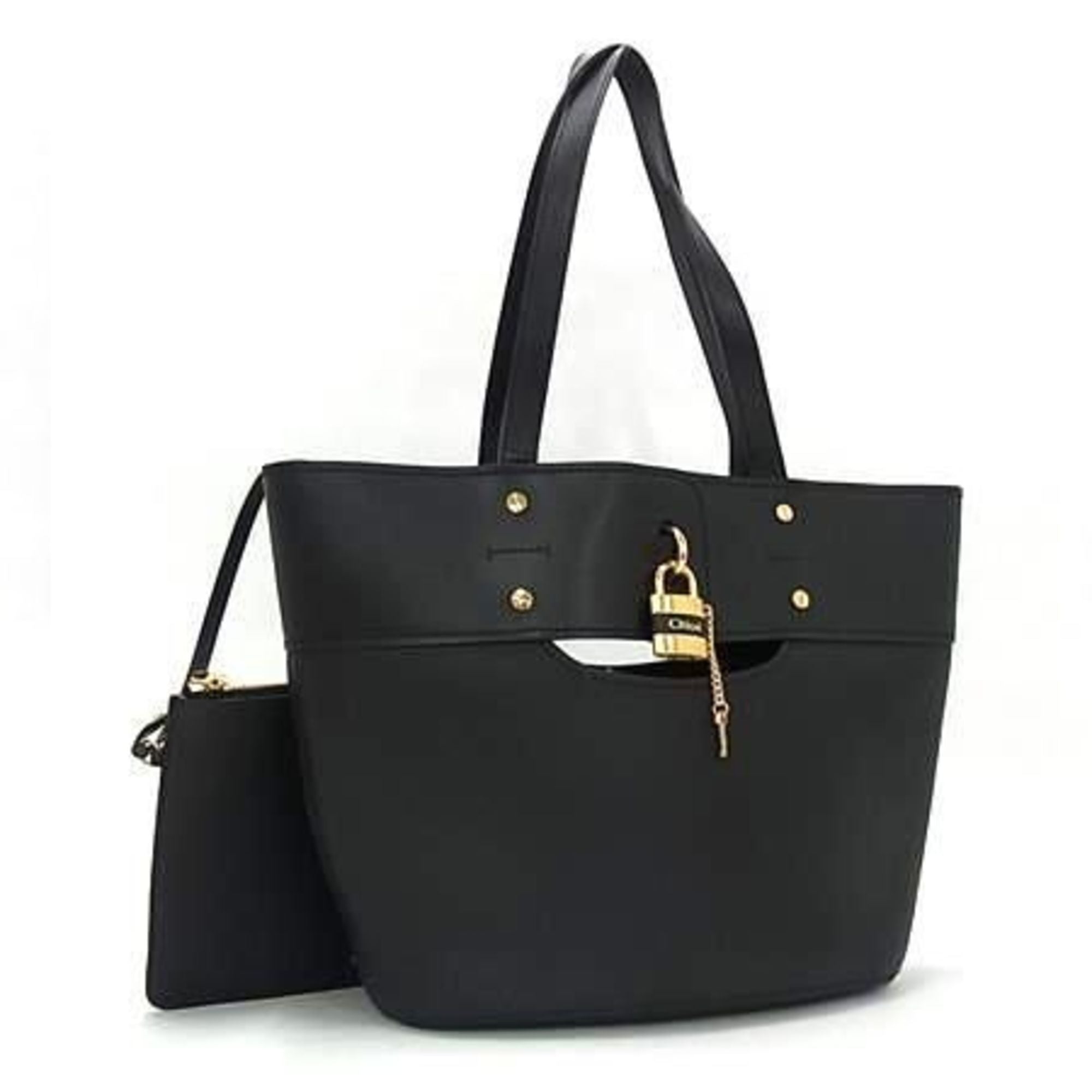 Chloé Black Leather Handbag Shoulder Bag Tote Bag (Pre-Owned)