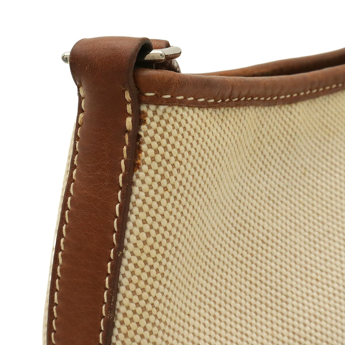Hermes Berlingo Brown Natural Toile H Leather Shoulder Bag (Pre-Owned)