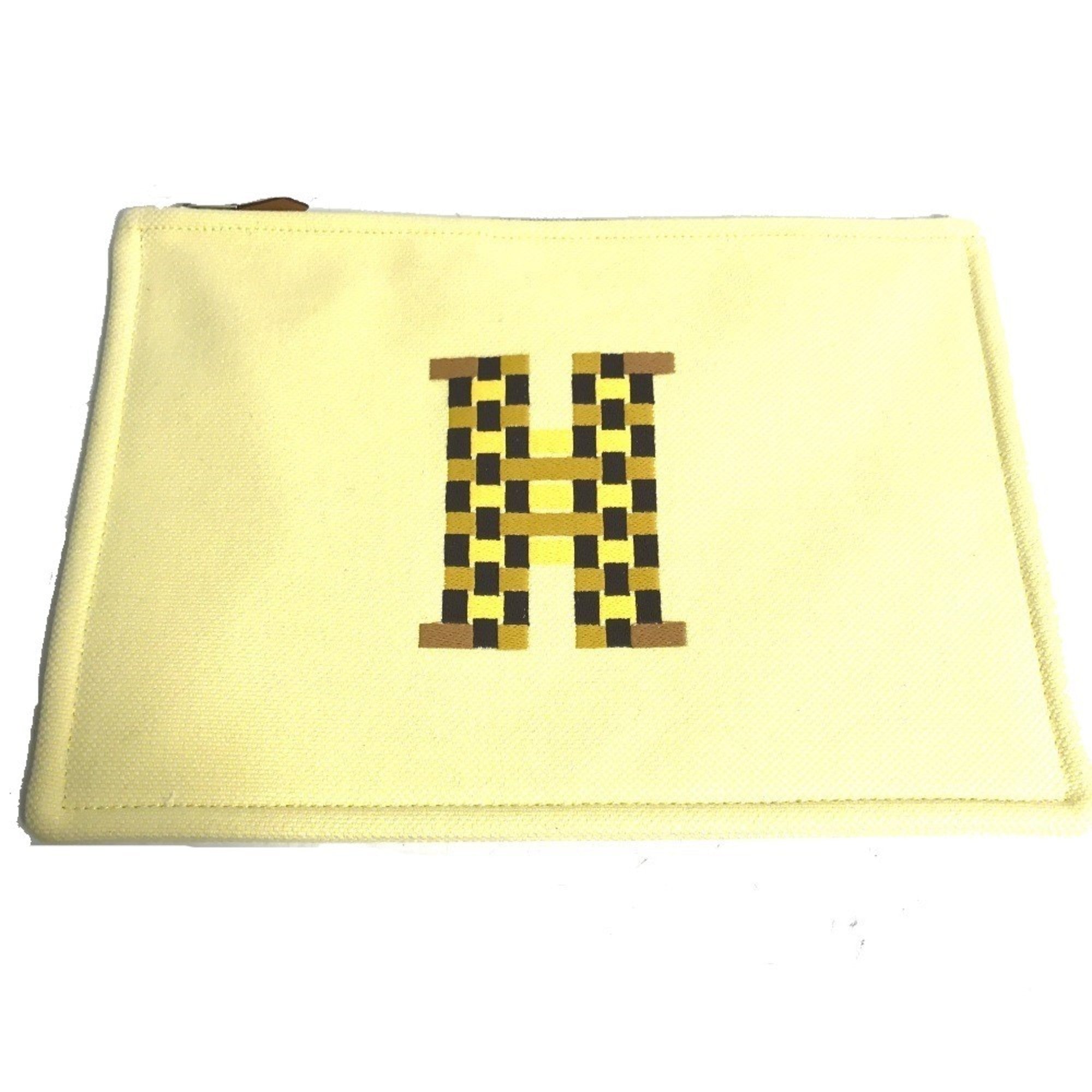 Hermes Yellow Toile H Clutch Bag Pouch (Pre-Owned)