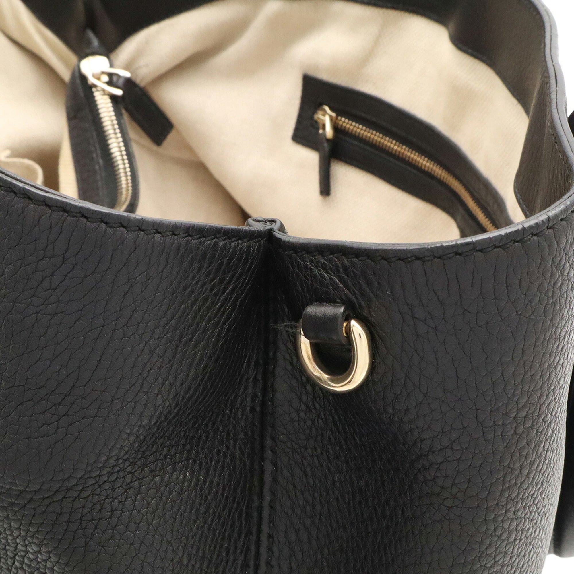 Gucci Black Yellow Leather Shoulder Bag Tote Bag (Pre-Owned)