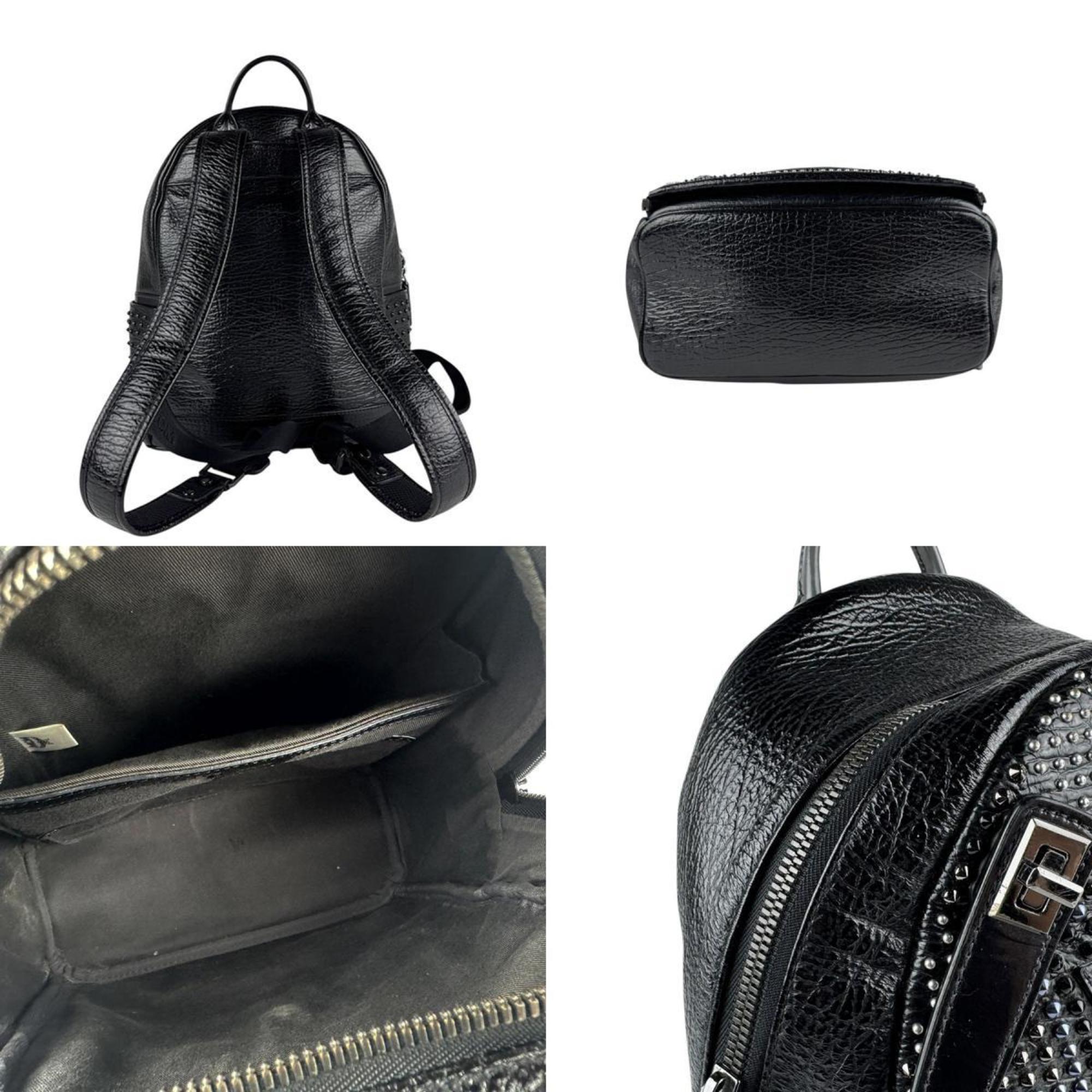Mcm Black Navy Silver Metal Leather Backpack (Pre-Owned)