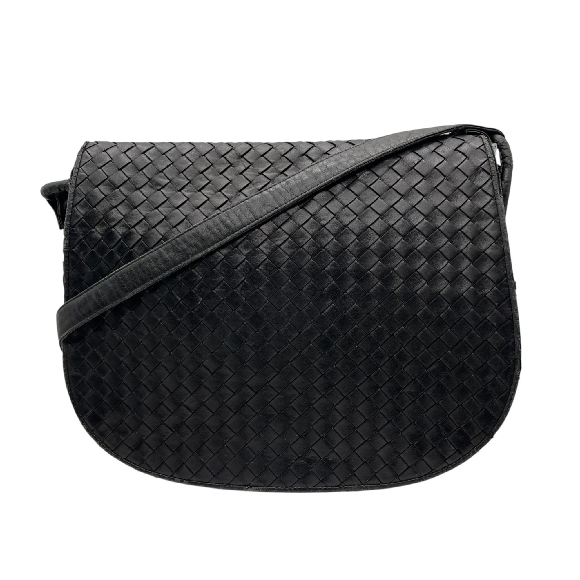 Bottega Veneta Black Intrecciato Shoulder Bag (Pre-Owned)