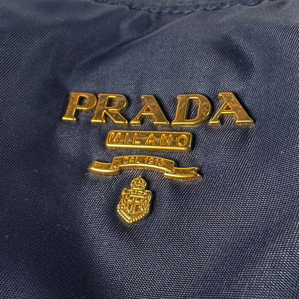 Prada Navy Nylon Leather Handbag Shoulder Bag (Pre-Owned)