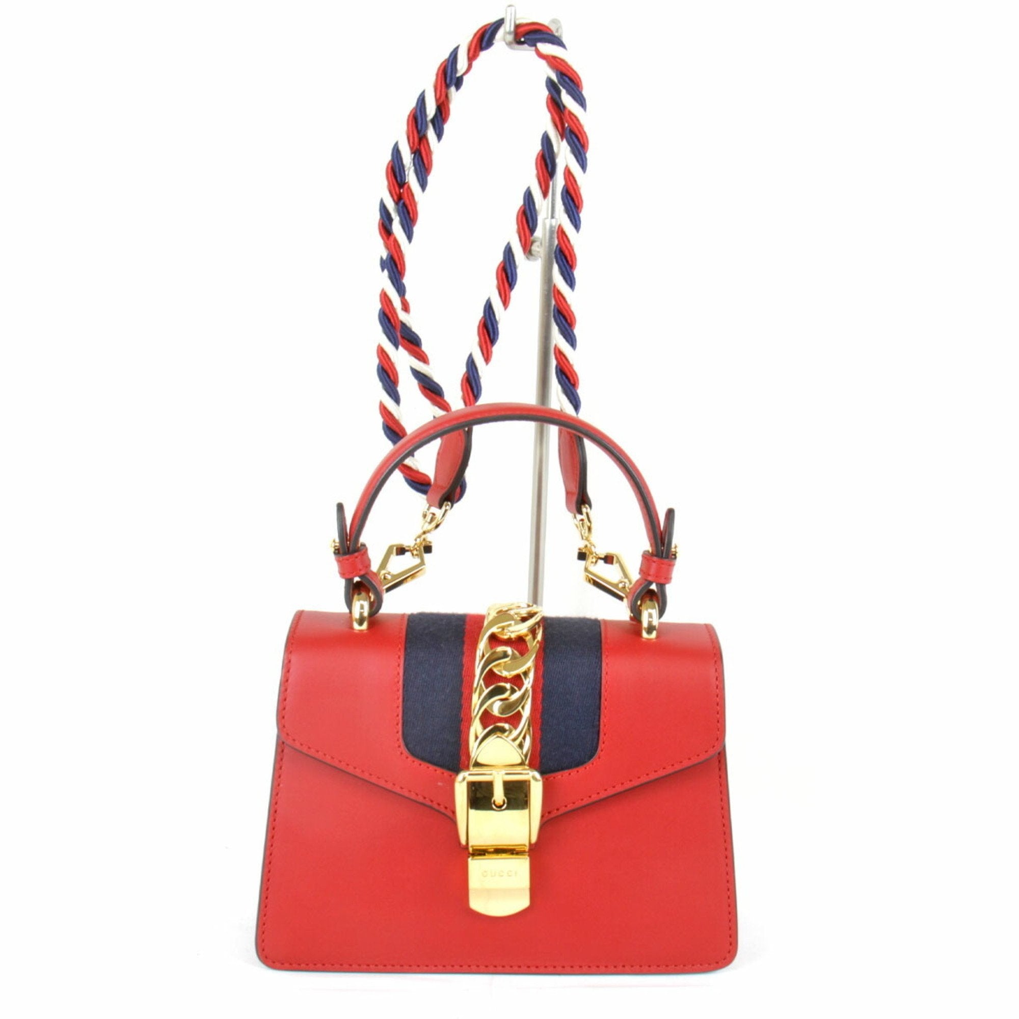 Gucci Red Color Leather Shoulder Bag (Pre-Owned)